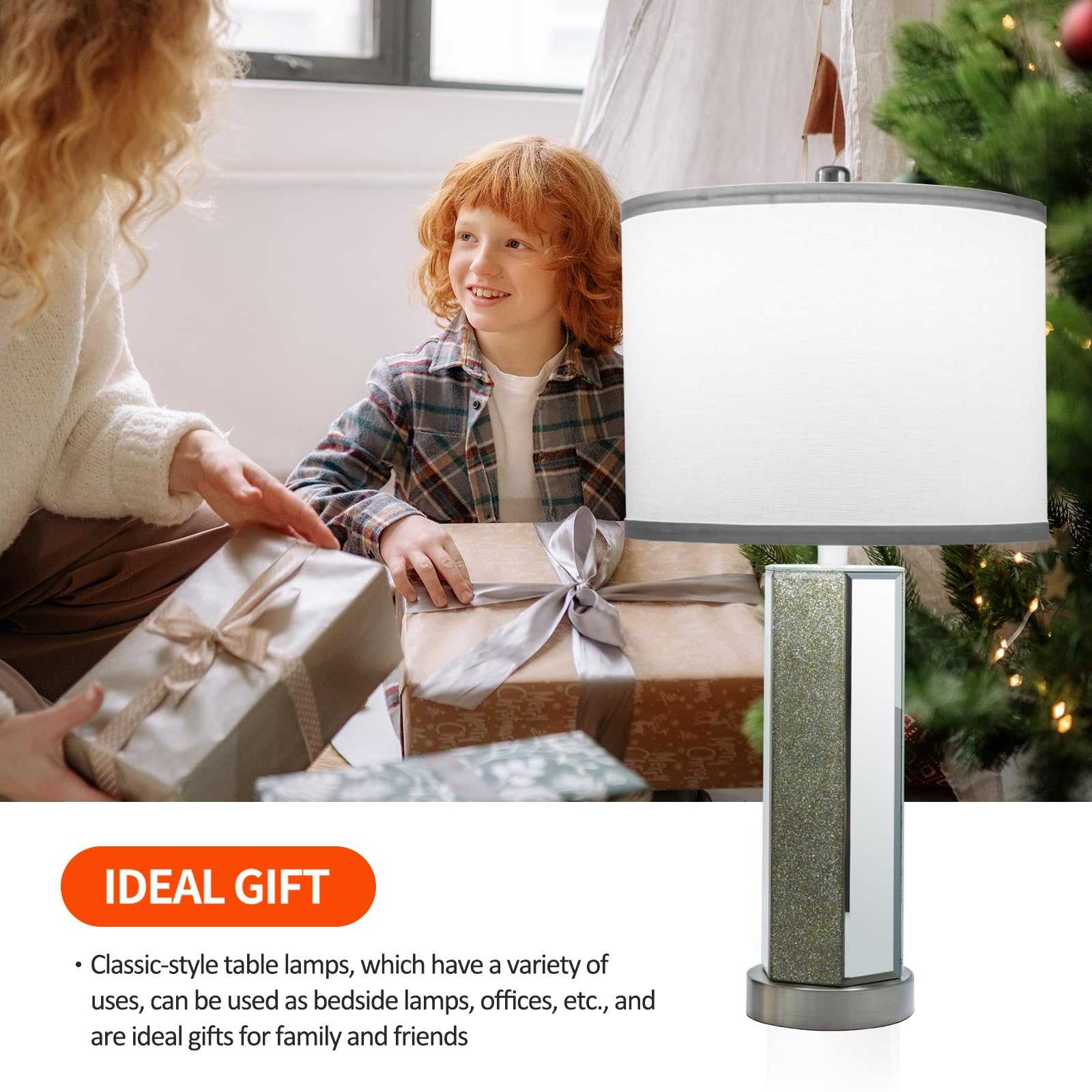 Velxee Touch Control Table Lamps Set Of 2, Modern Silver Mirror Bedside Lamp With 2 Usb Ports, 3-Way Dimmable Real Marble Gold N