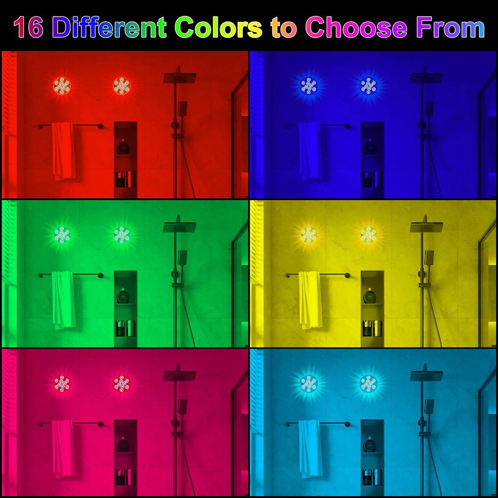 CCBASEBALL Wireless Bathroom Lights, Multicolor LED, Remote Control, Waterproof, Model Bathroom Lights-1