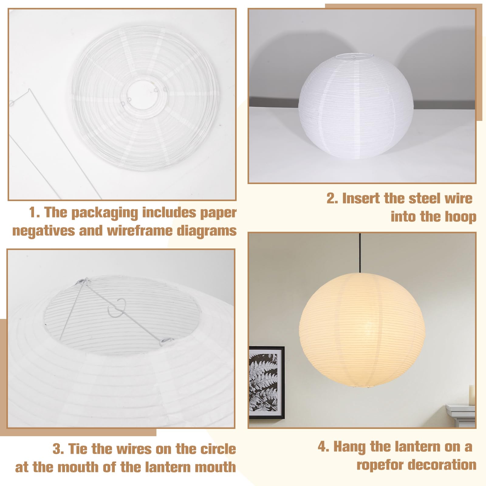 White Paper Lamp Shade, 12''X12'' Small Chinses Paper Lantern Pendant Light Shade,Round Lanpshade Home Decor Ceiling Lampshade,