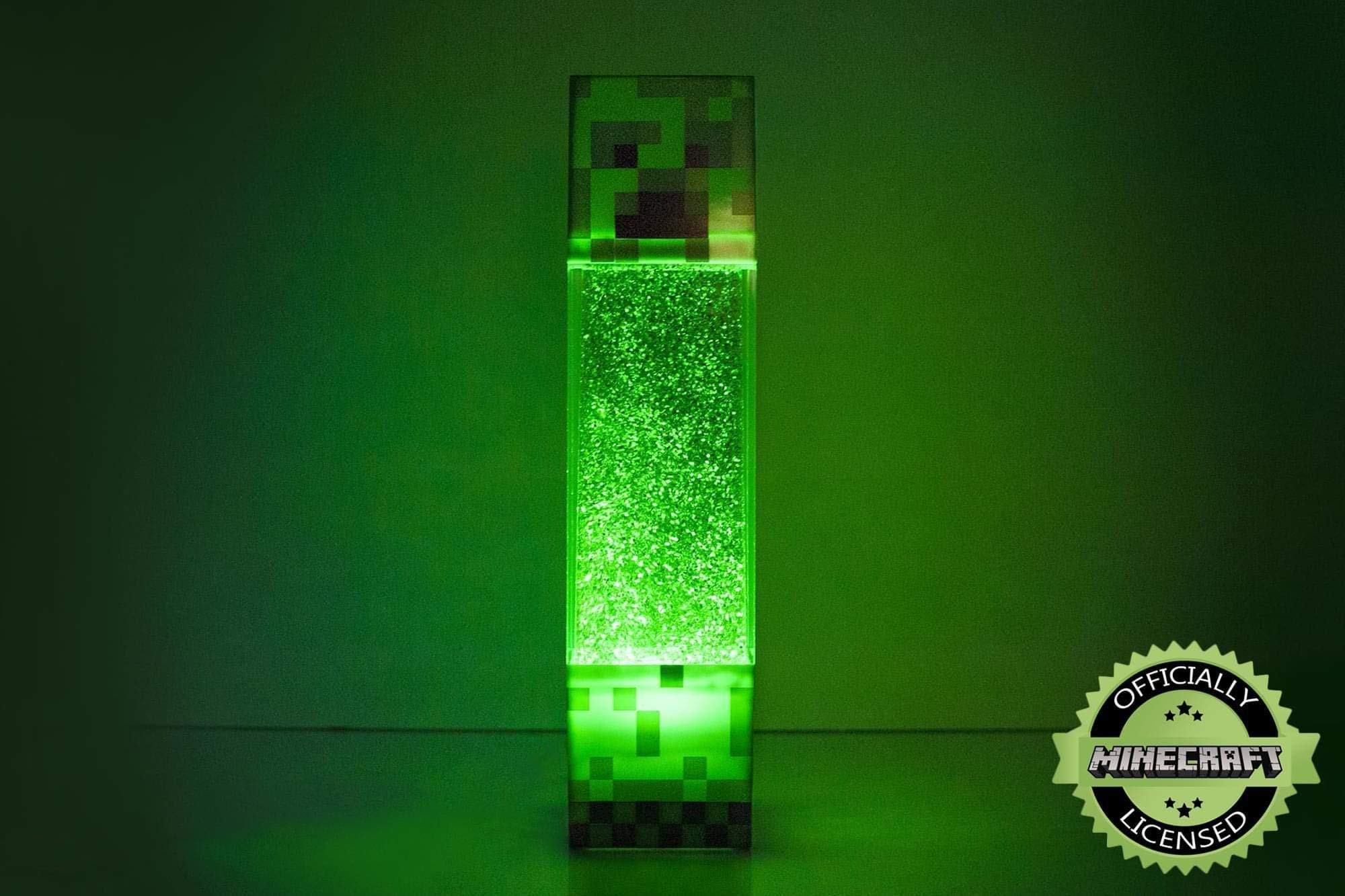 Minecraft Creeper Glitter Motion Light - 12-Inch LED Lamp, Green Plastic, Model 15825