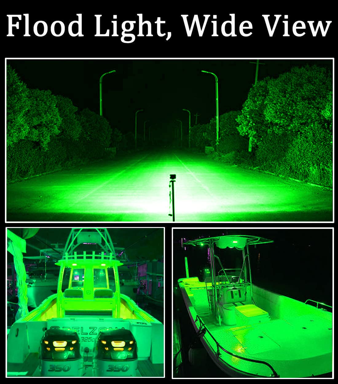 Shangyuan Pontoon Boat Docking Light, Marine LED Headlights, 18W, Green, 2pcs