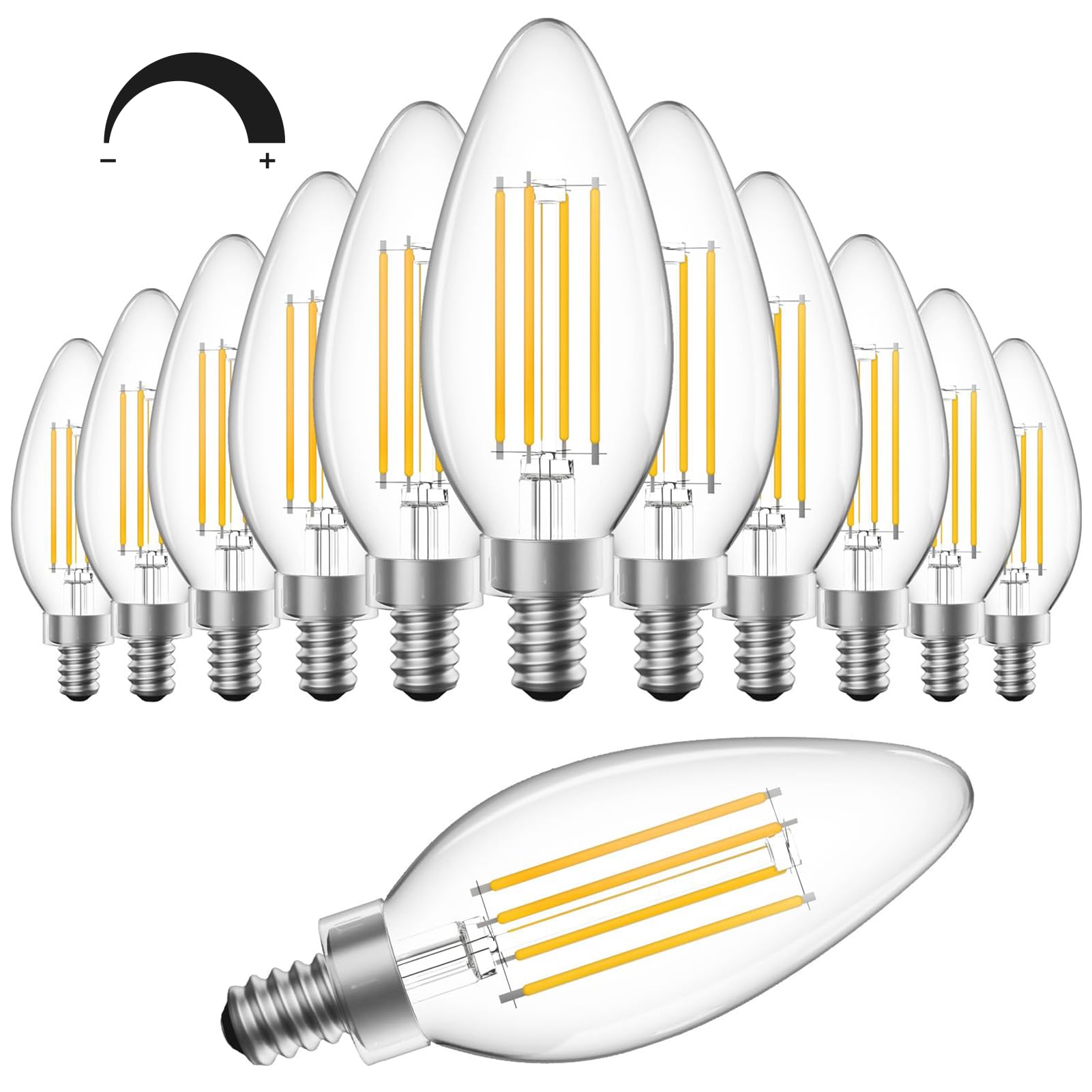 SHINESTAR Dimmable E12 Candelabra LED Light Bulbs, 60W Equivalent, 5.5W B11 Vintage Chandelier Light Bulbs, 2700K Warm White, Fi