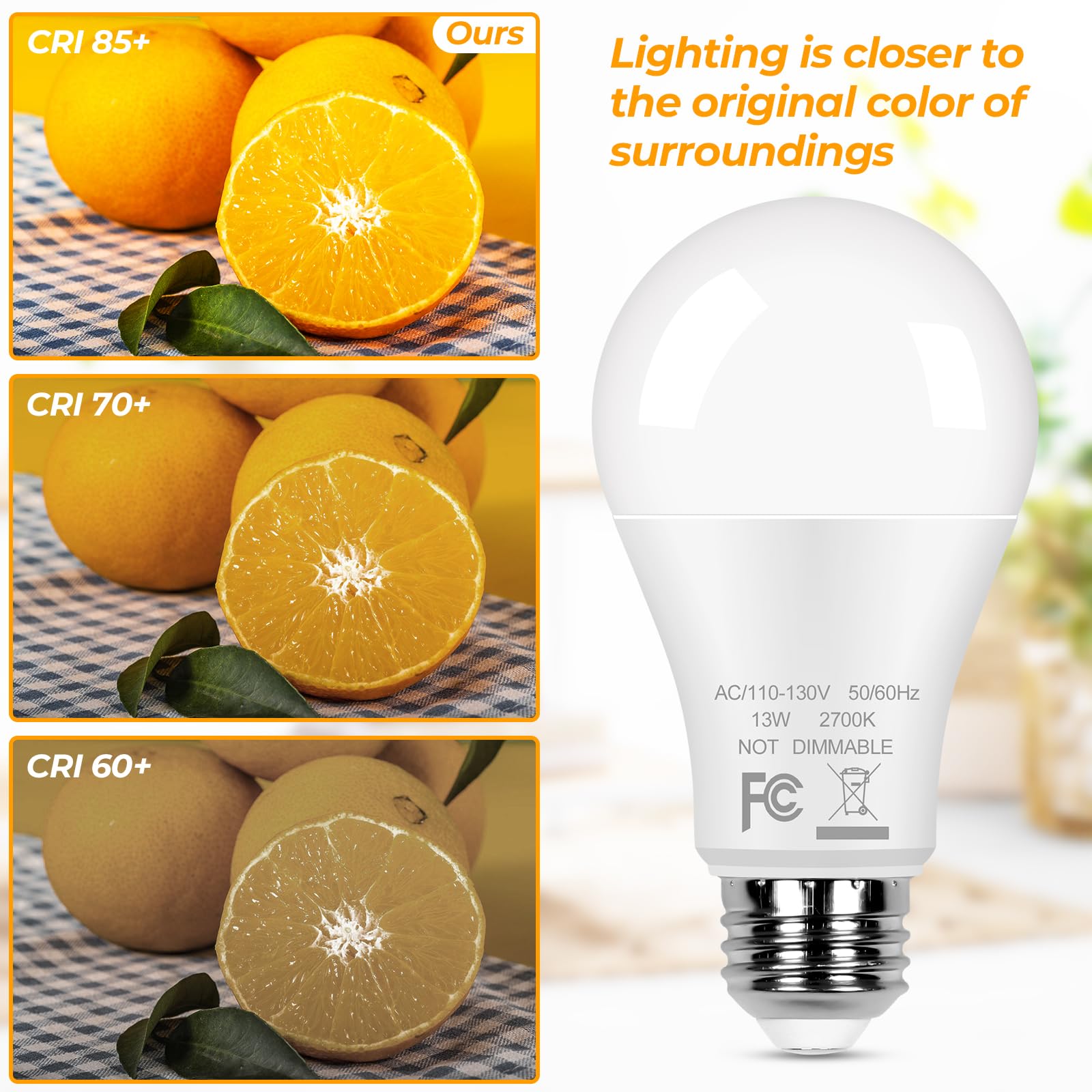 A19 Led Light Bulbs 100W Equivalent, 12-Pack Super Bright Led Bulbs 13W 1500 Lumens, E26 Medium Screw Base Bulbs For Home Bedroom Office Lamp, Non-Dimmable, 2700K Warm White, No Flicker, Cri 85+