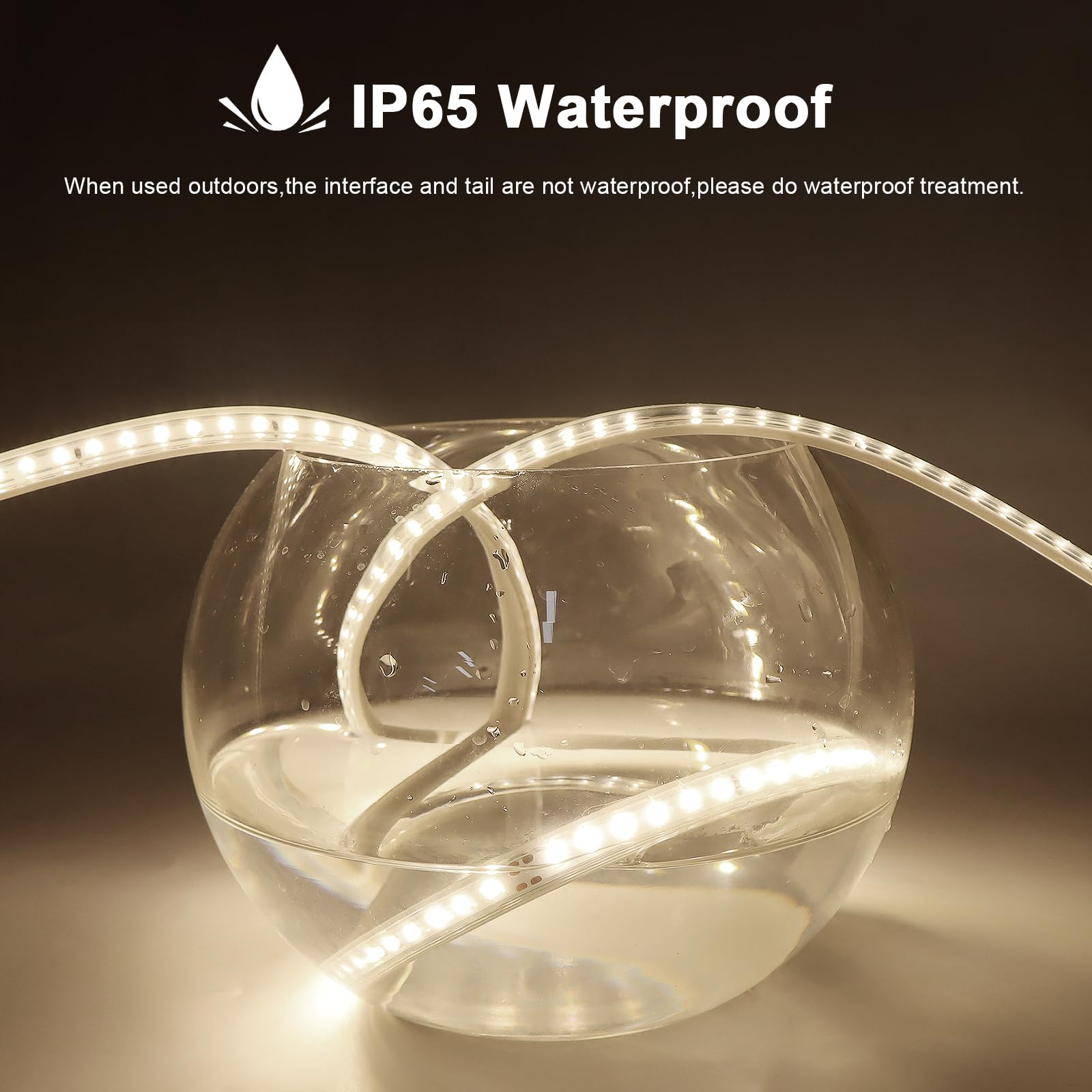 Aimengte Waterproof Outdoor Led Strip Lights, 32.8Ft, 1200 Leds, Daylight, Ac 110V