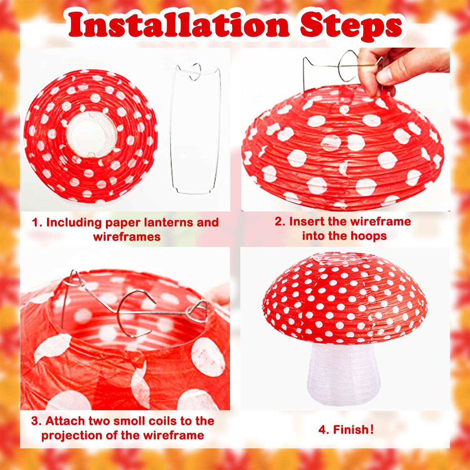 Mushroom Paper Lanterns 6 Pcs Mushroom Hanging Paper Lanterns 3 Size Paper Lantern Bedroom For Alice In Wonderland Themed Birthday Baby Shower Fairy Theme Party Decorations