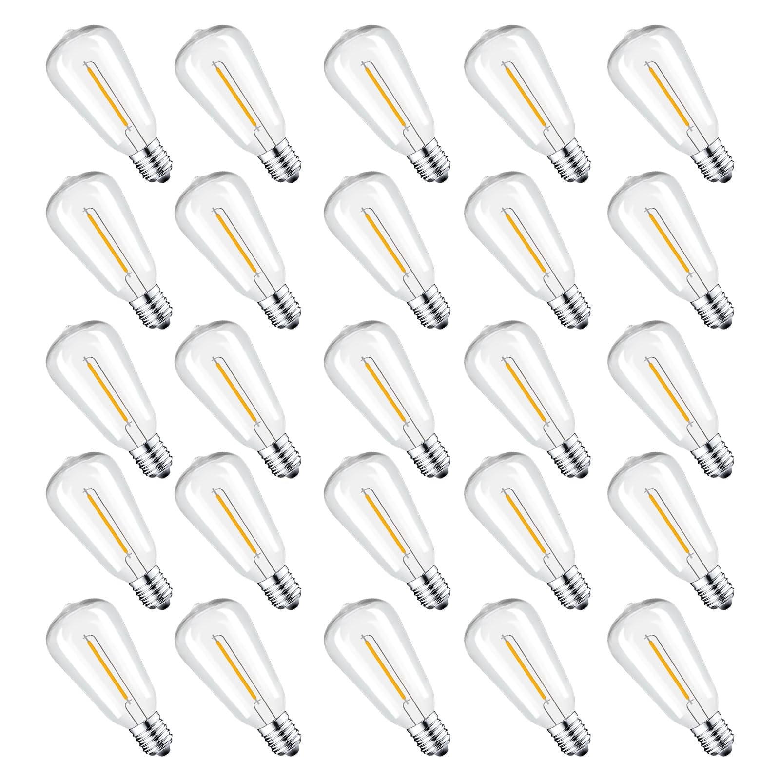 25 Packs St38 Led Edison Bulbs,0.6Watt E12 Base Small Vintage Light Bulbs Equivalent To 7W Incandescant, 2700K Warm White Bulbs 