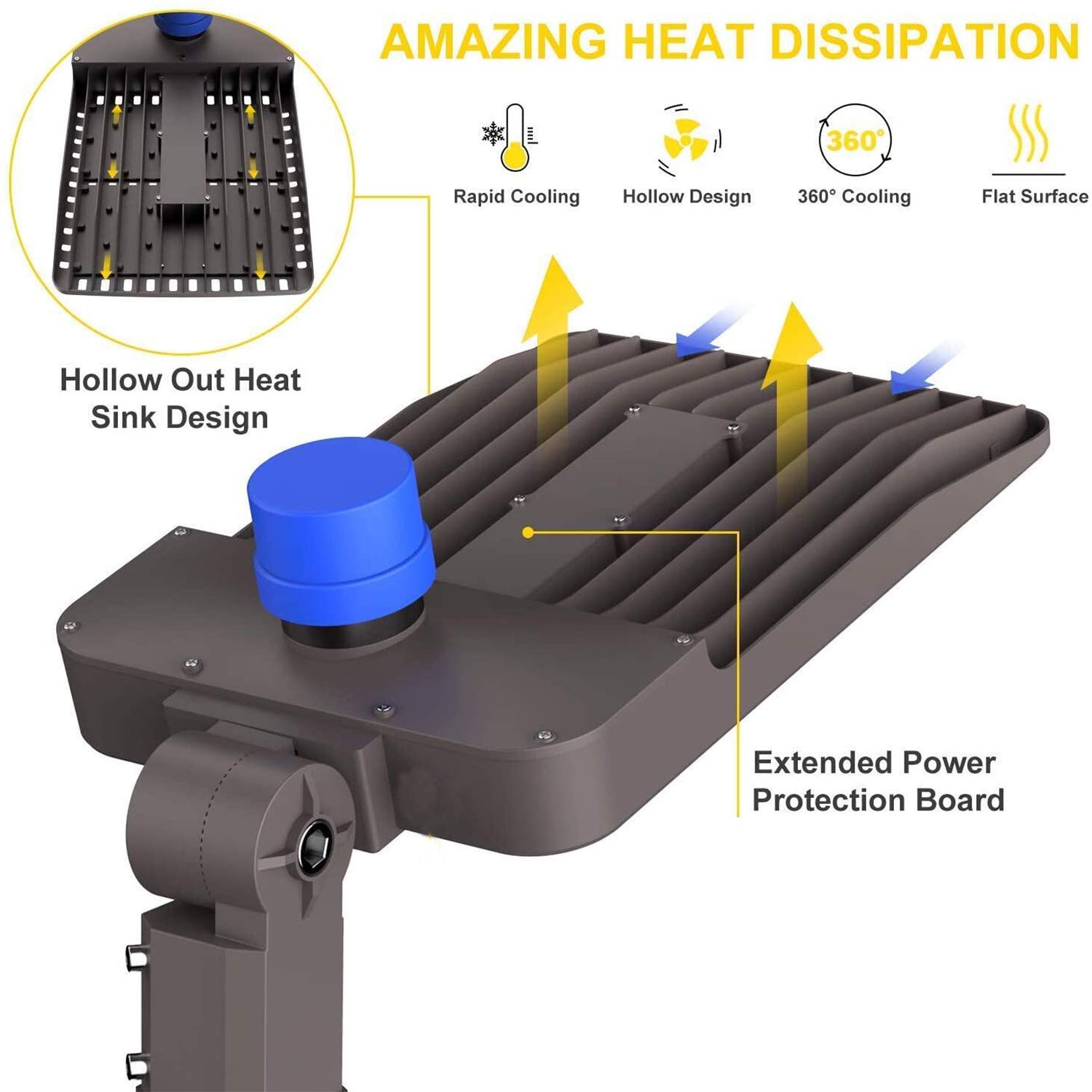 ledmo 36000LM LED Parking Lot Light - 1000W HID/HPS Replacement, Dusk to Dawn, Adjustable, 5000K, Brown, Model LED298, 300W