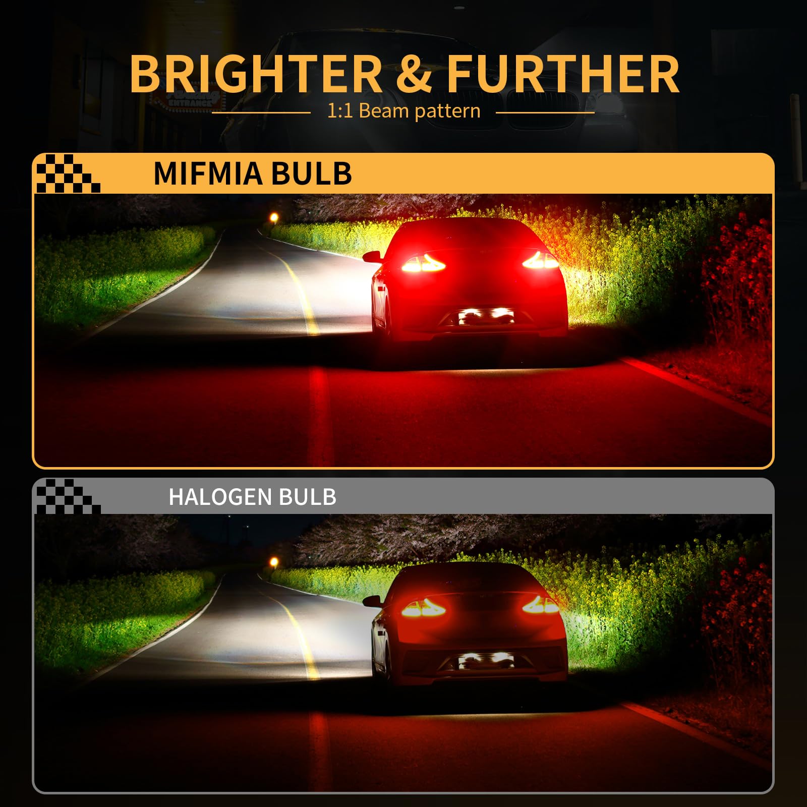 MIFMIA 7443 LED Brake Light Bulbs, 500% Brighter, Red, 45-SMD Chipsets, T20 W21W, Pack of 2