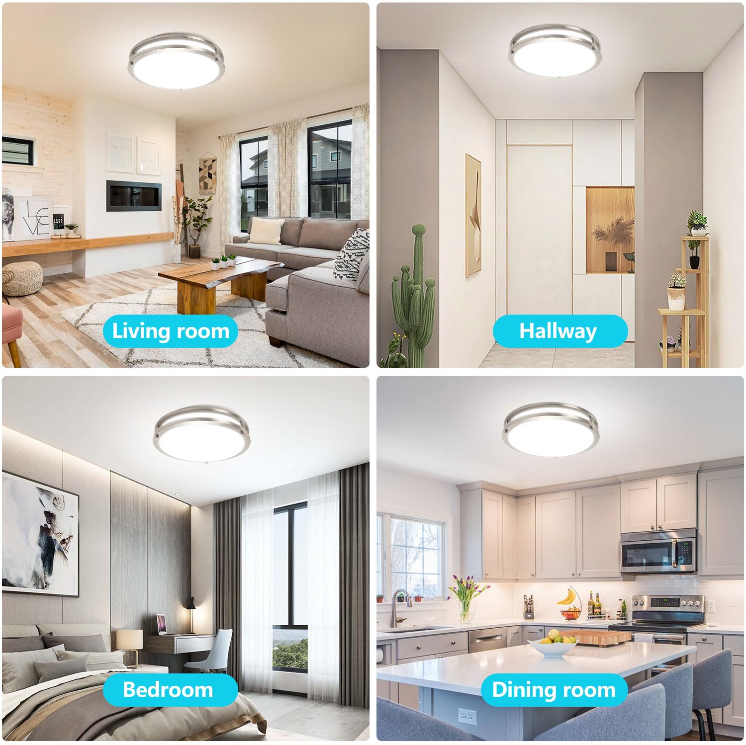 Elekeed 40W Ceiling Light With Remote, 2 Pack 13Inch Led Flush Mount Ceiling Light, Dimmable Ceiling Light Fixture For Hallway B