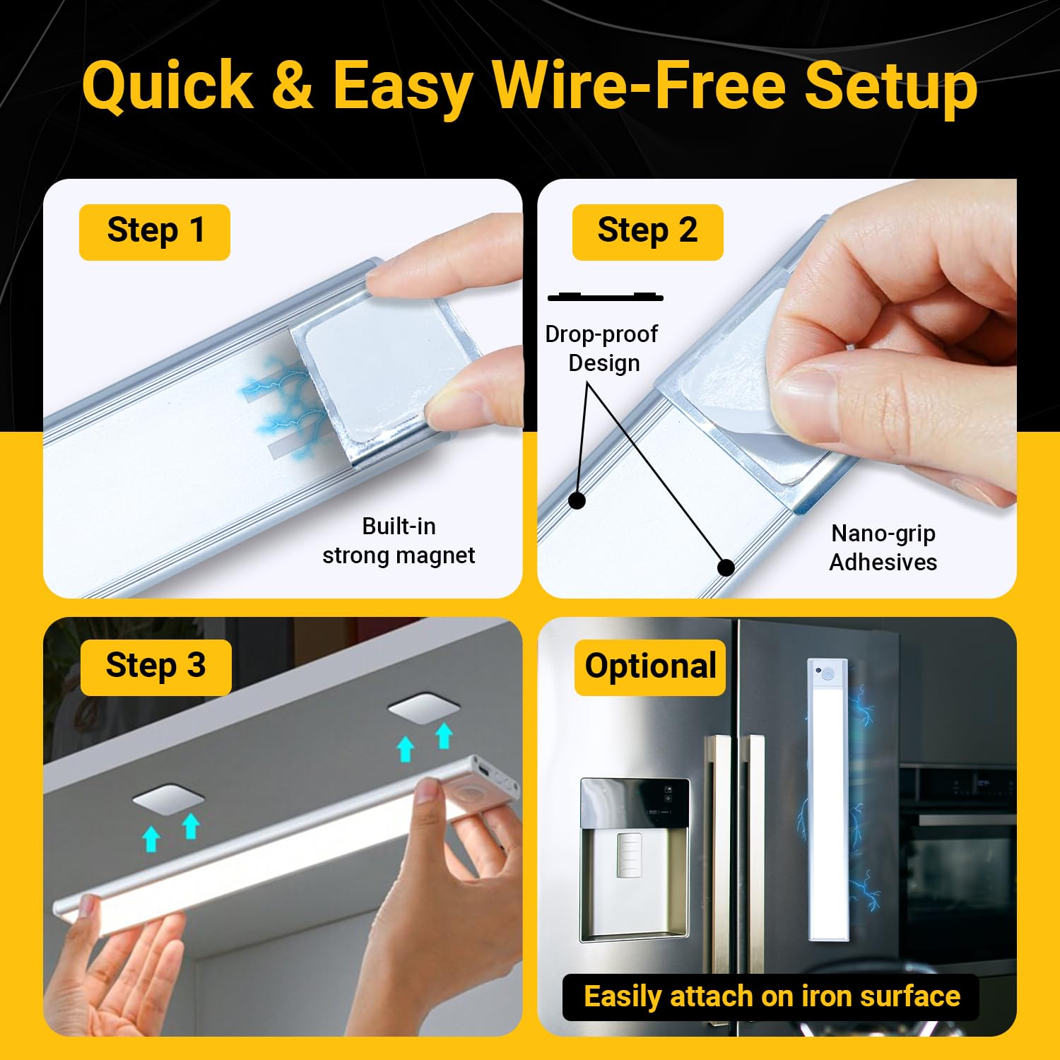 2 Pack Under Cabinet Lights 1500Mah, 40 Led Dimmable Closet Lights With 3 Adjustable Color Temperature, Rechargeable Battery Ope
