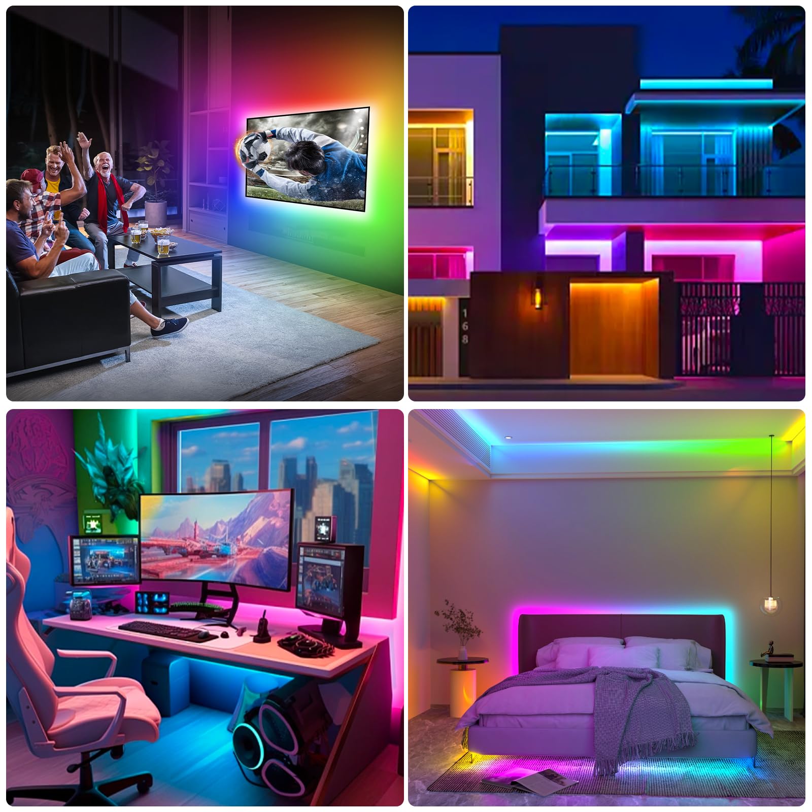 Daymeet LED TV Backlight Strip, Music Sync, Bluetooth App Remote, 16.4FT for 65-85in TV, Dream Colored, Model XR-CAHCX5M03