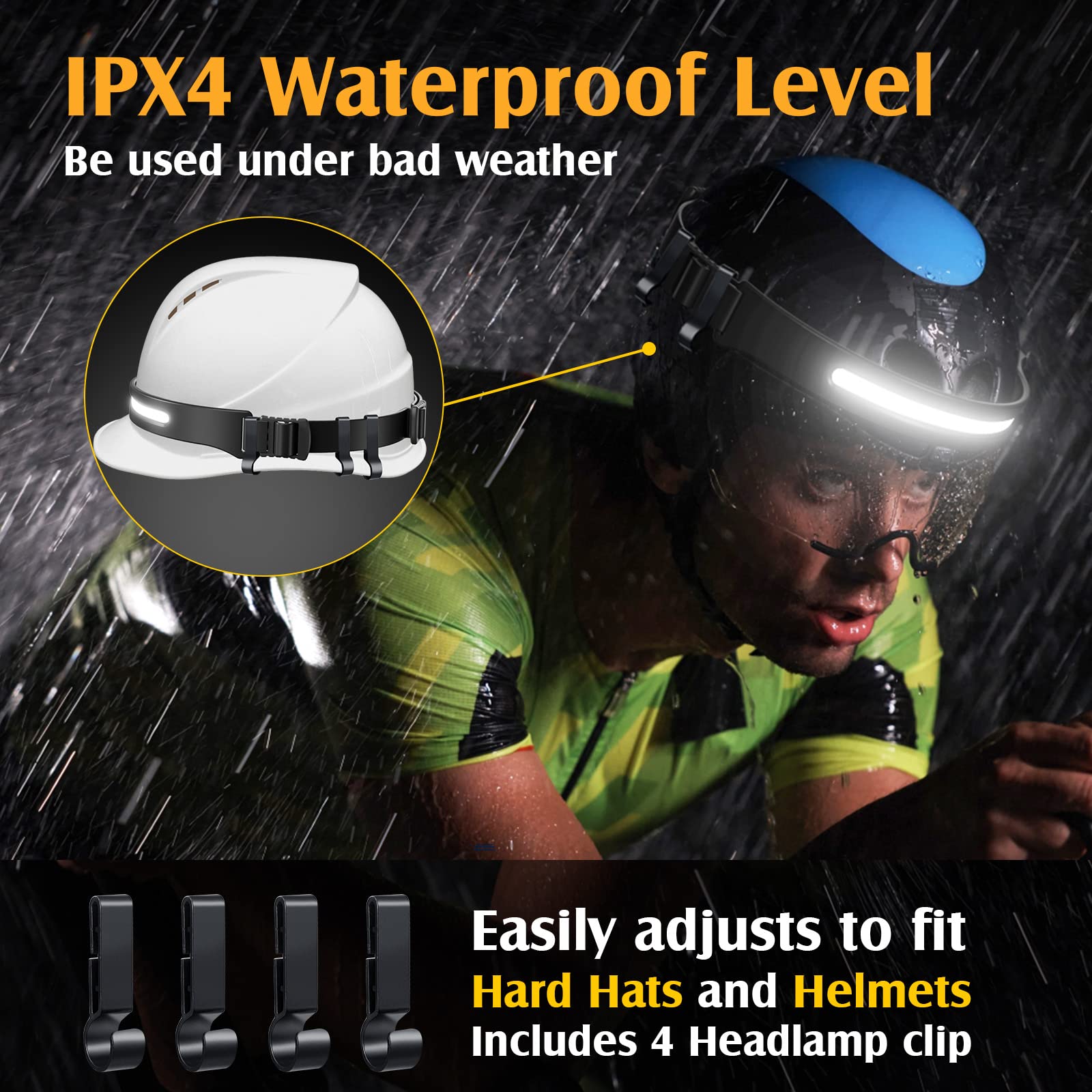 Xflyee Led Headlamp Rechargeable, 230° Wide Beam, 6 Modes, Ipx4 Waterproof, Deep Black, Model W678-3, Ideal For Outdoor Activities