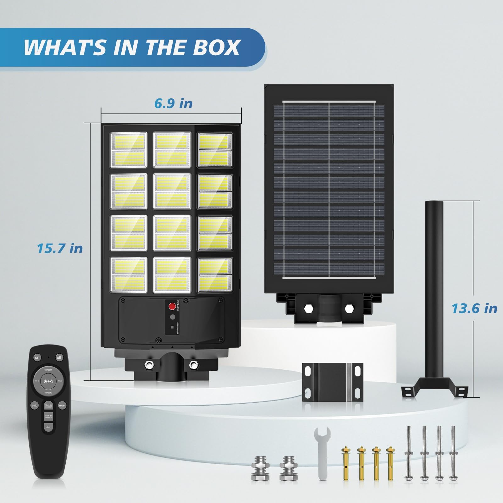 Sunwish 5000W Solar Street Lights - IP66 Waterproof, 6500K LED Flood Light, Motion Sensor, Remote, 4 Pack, A5000W-4Pack