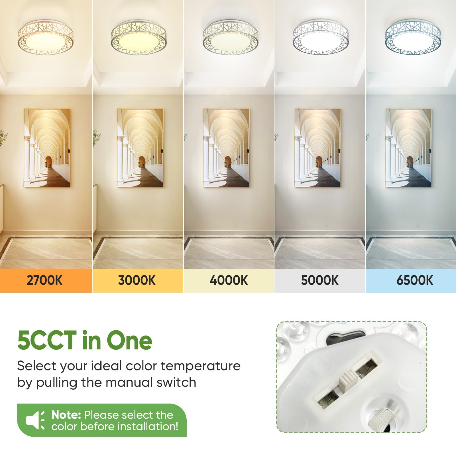 Lightania 20 Inch Flush Mount Ceiling Light, Modern Brushed Nickel Led Ceiling Light Fixture, 42W 4000Lm 2700-6500K Adjustable,