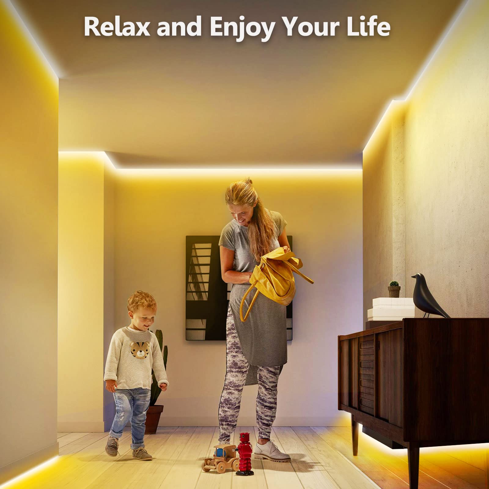 Emitever Warm White Cob Led Strip Lights 32.8Ft, 3000K, 400+ Lumens, Ul Listed