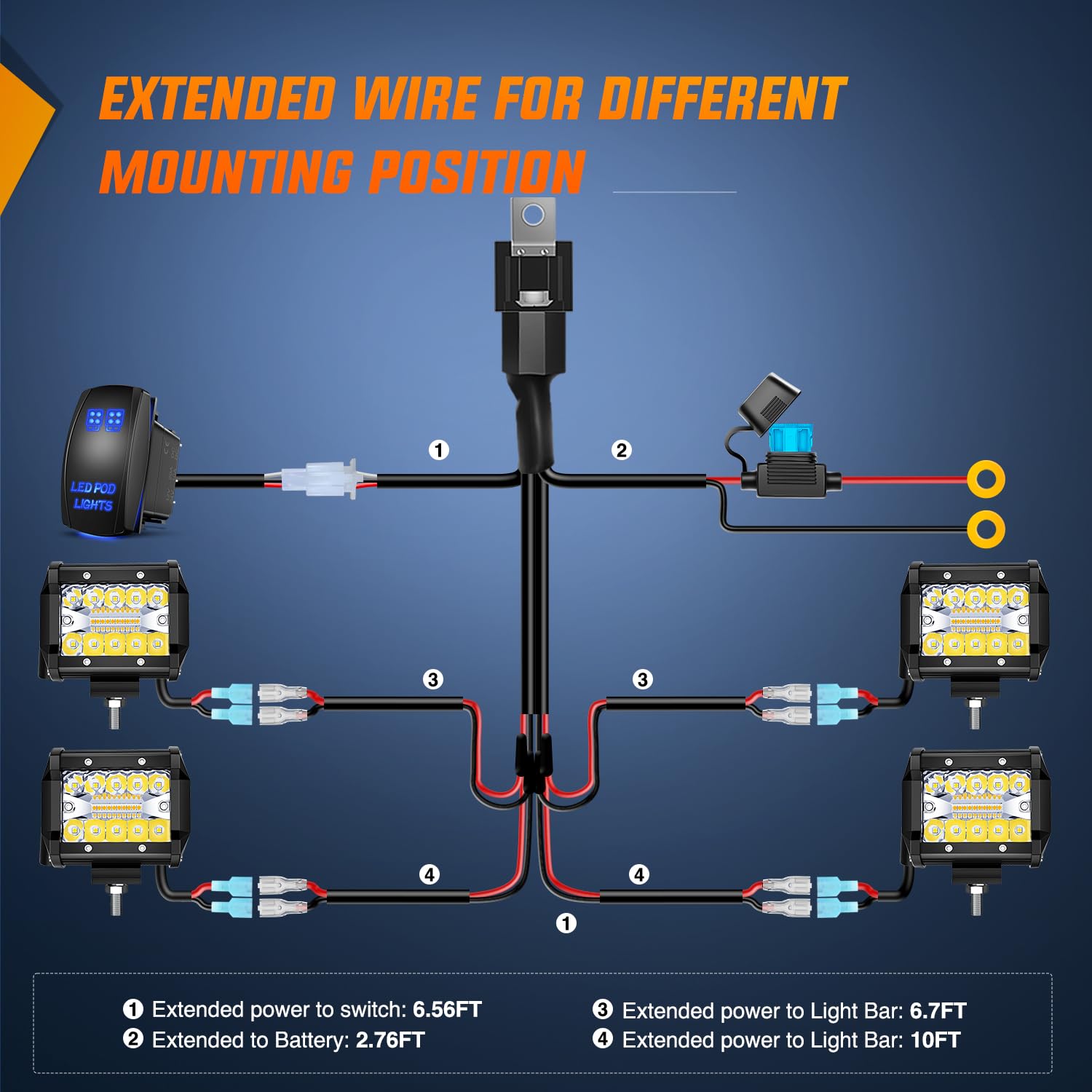 Nilight 4Pcs Led Pods 4Inch 60W Triple Row Flood Spot Combo 6000Lm Light Bar With 12V On/Off 5 Pin Rocker Switch 16Awg Wiring Ha