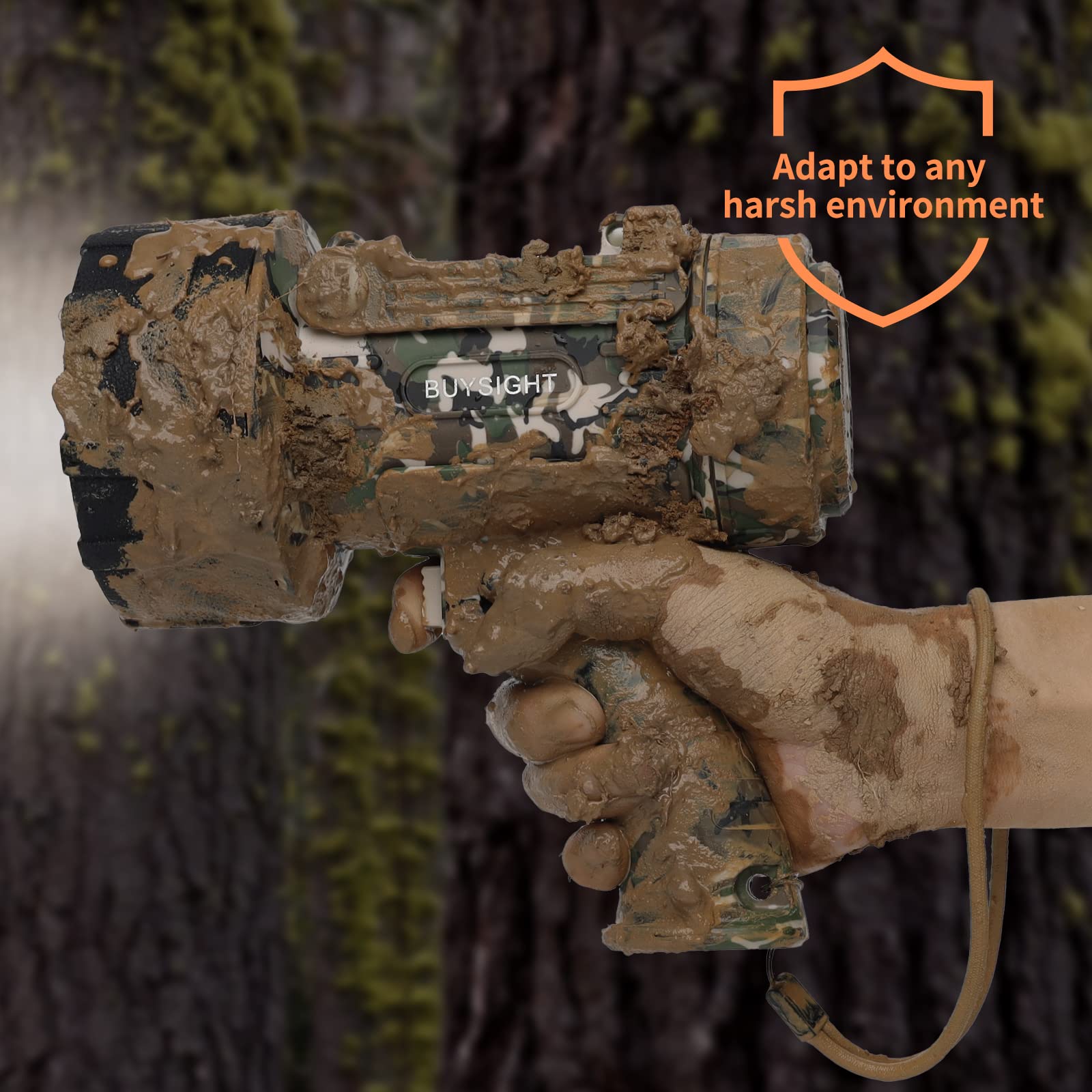 BUYSIGHT Rechargeable Spotlight Flashlight 1000000 Lumens Waterproof Camouflage Green Model FY006