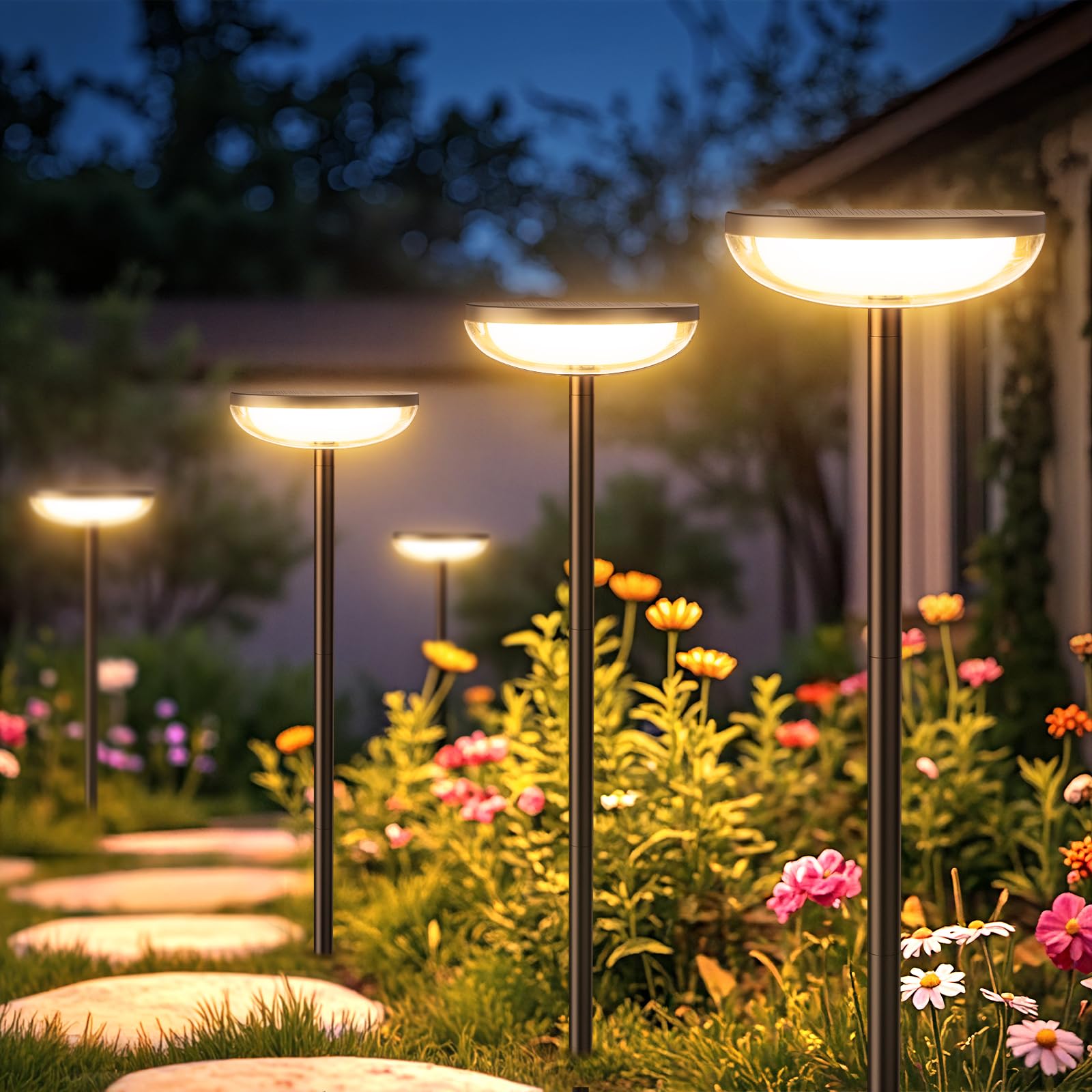 ELECLINK Solar Pathway Lights, 6 Pack, 27in  Tall, Waterproof, Black, Model TPL010, Bright Up to 12 Hrs for Outdoor Garden Decor