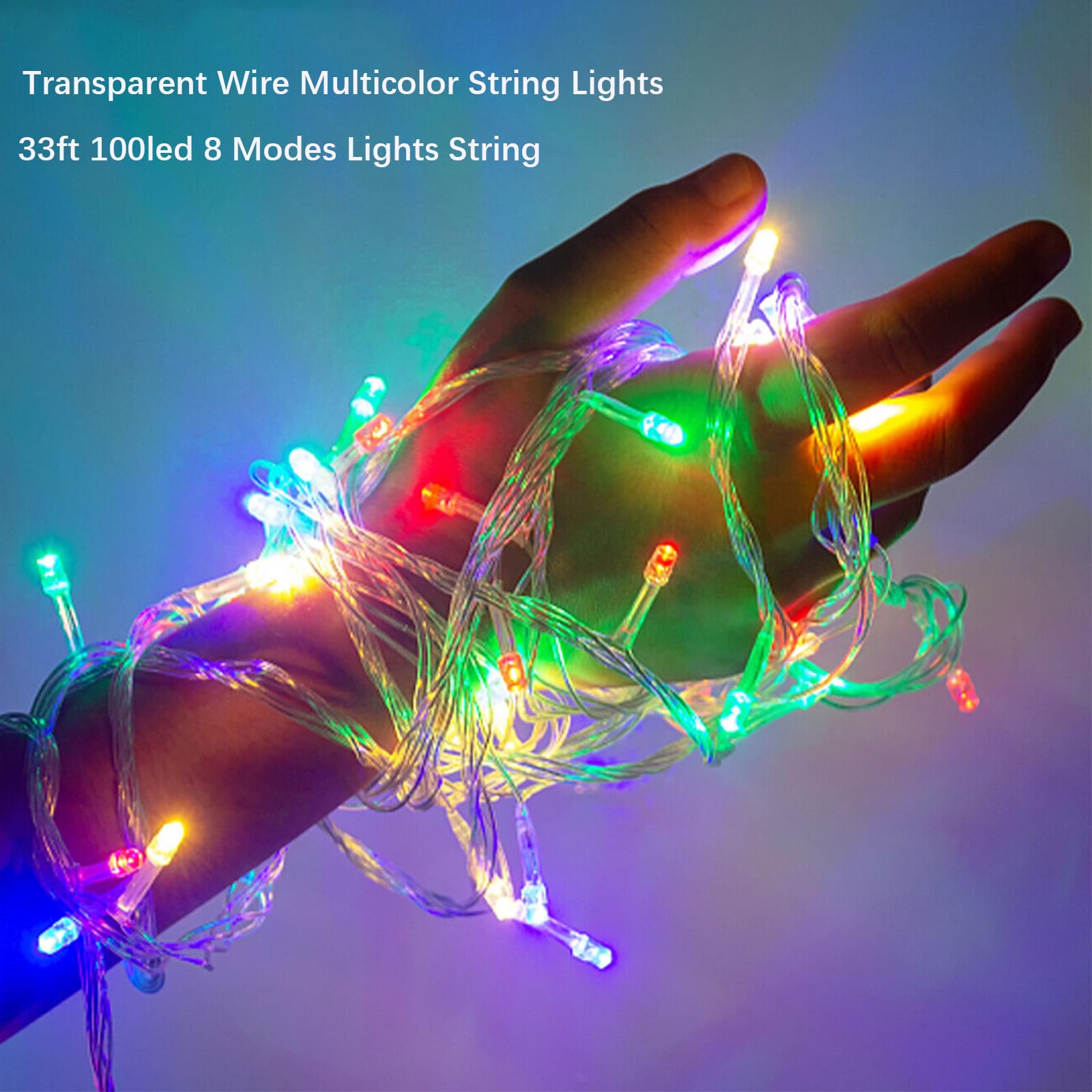JACUXLSS Pastel Plug in Easter String Lights, 33ft 100 LED Clear Wire Decorative Multicolored Christmas Birthday Wedding Party L