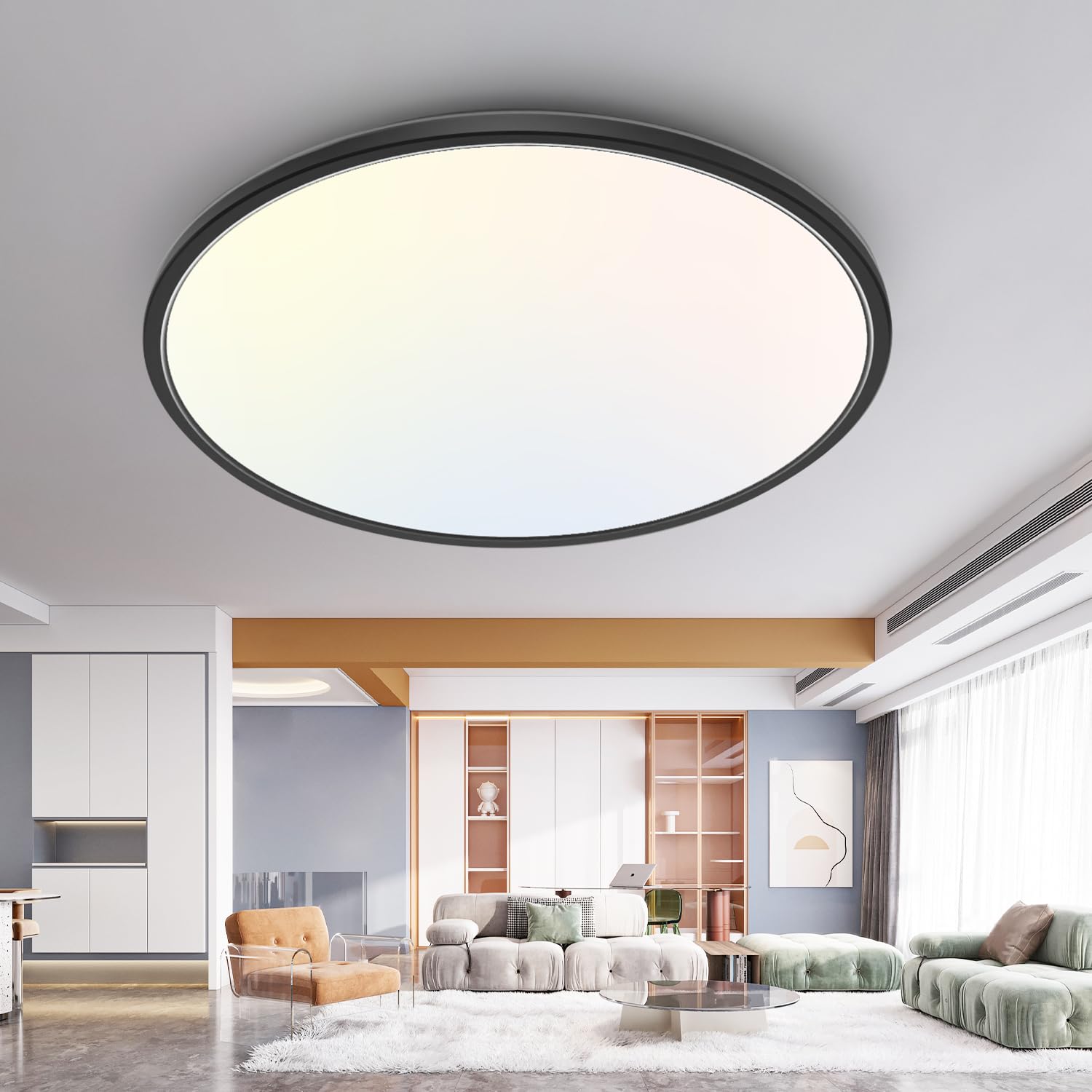 1PACK LED Flush Mount Ceiling Light Fixture, 3000K-4500K-6000K & 150W Equivalent Modern Kitchen Ceiling Lamp 36W 3600Lm 16 Inch 
