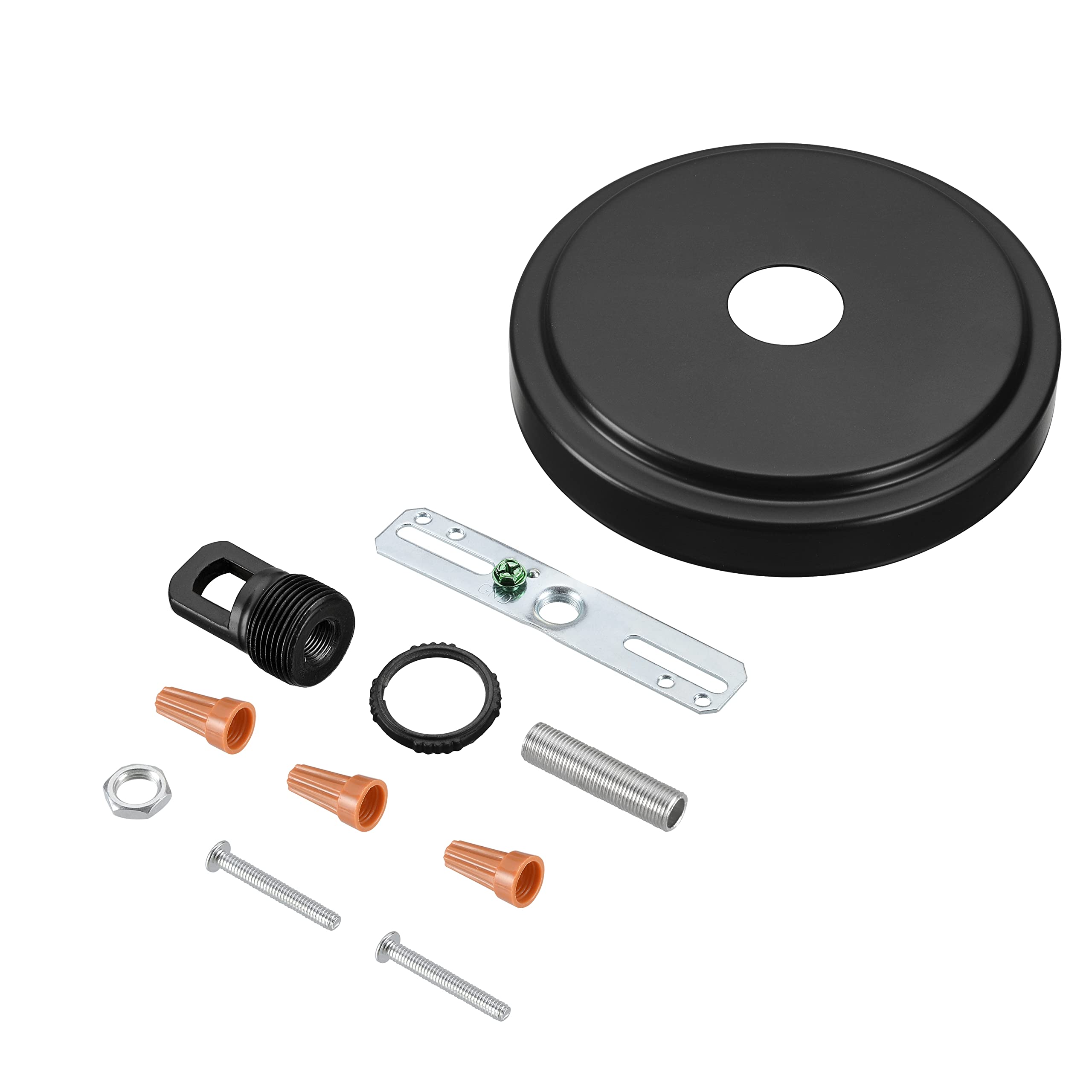 Aspen Creative 21507-51, Transitional Chandelier & Light Fixture Canopy Kit w/Collar Loop, Matte Black, 5-1/8 Diameter, 1 Center
