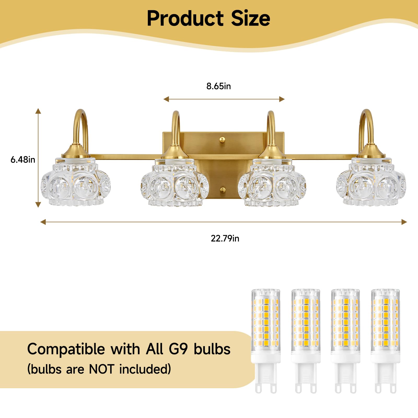 Dikaida Vintage Vanity Light For Bathroom,4-Light Vintage Bathroom Light Fixtures Over Mirror With Crystal Glass Shade,Vintage W