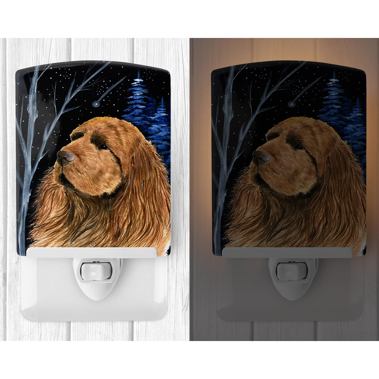 Carolines Treasures Ceramic Night Light, Starry Night Sus  Spaniel, UL-Certified, 6x4x3in, Multicolor, Model SS8391CNL