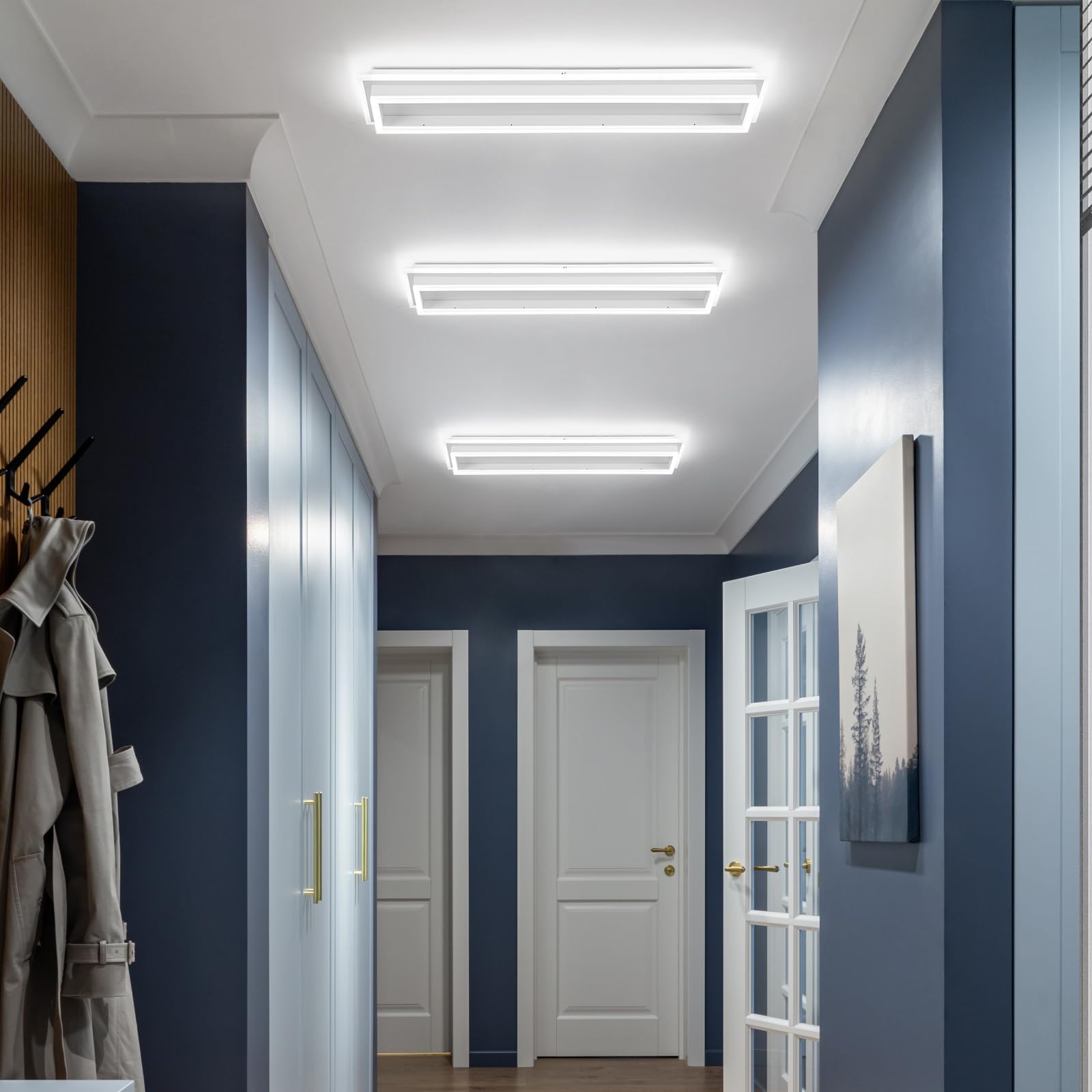 Vloitgol Dimmable LED Ceiling Light, Remote Control, 31.5in, Aluminum, White, Model CL-80CTYKL-D