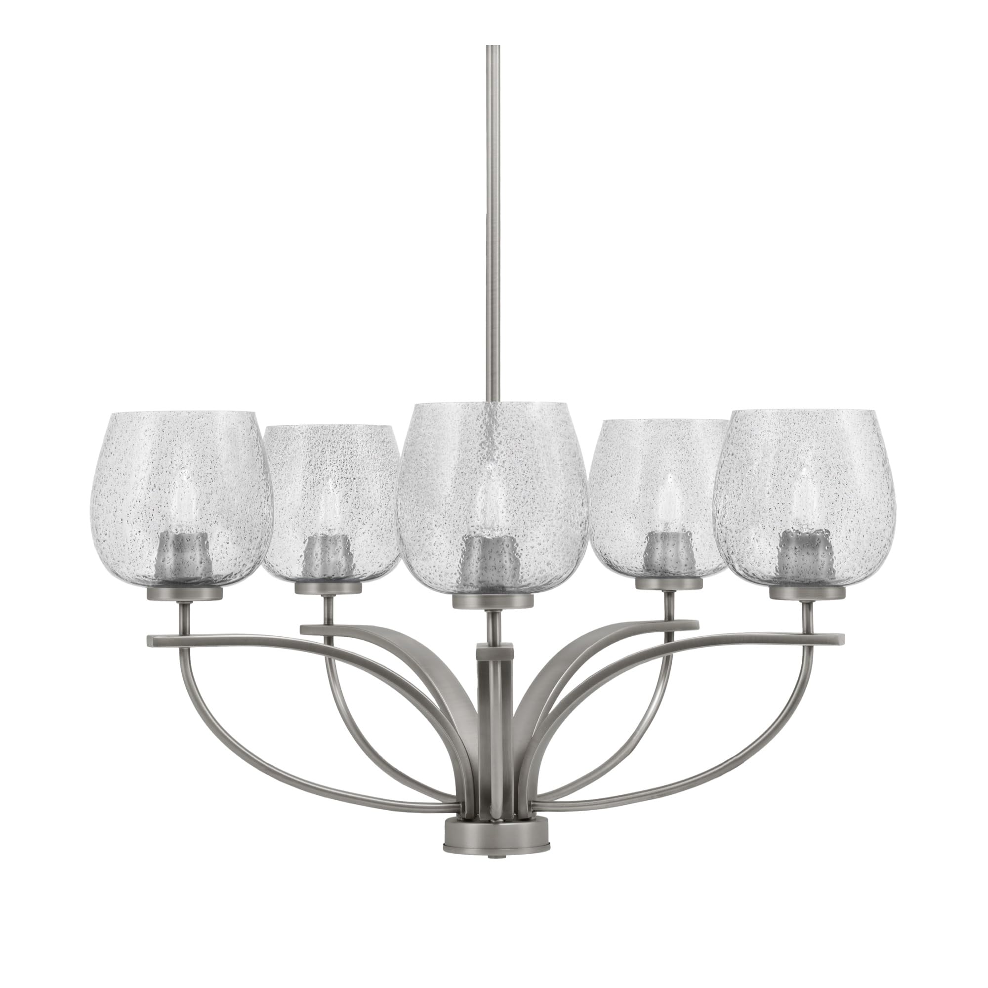 Toltec Lighting Cavella 5 Light, Uplight Chandelier, Graphite Finish, 6" Smoke Bubble Glass