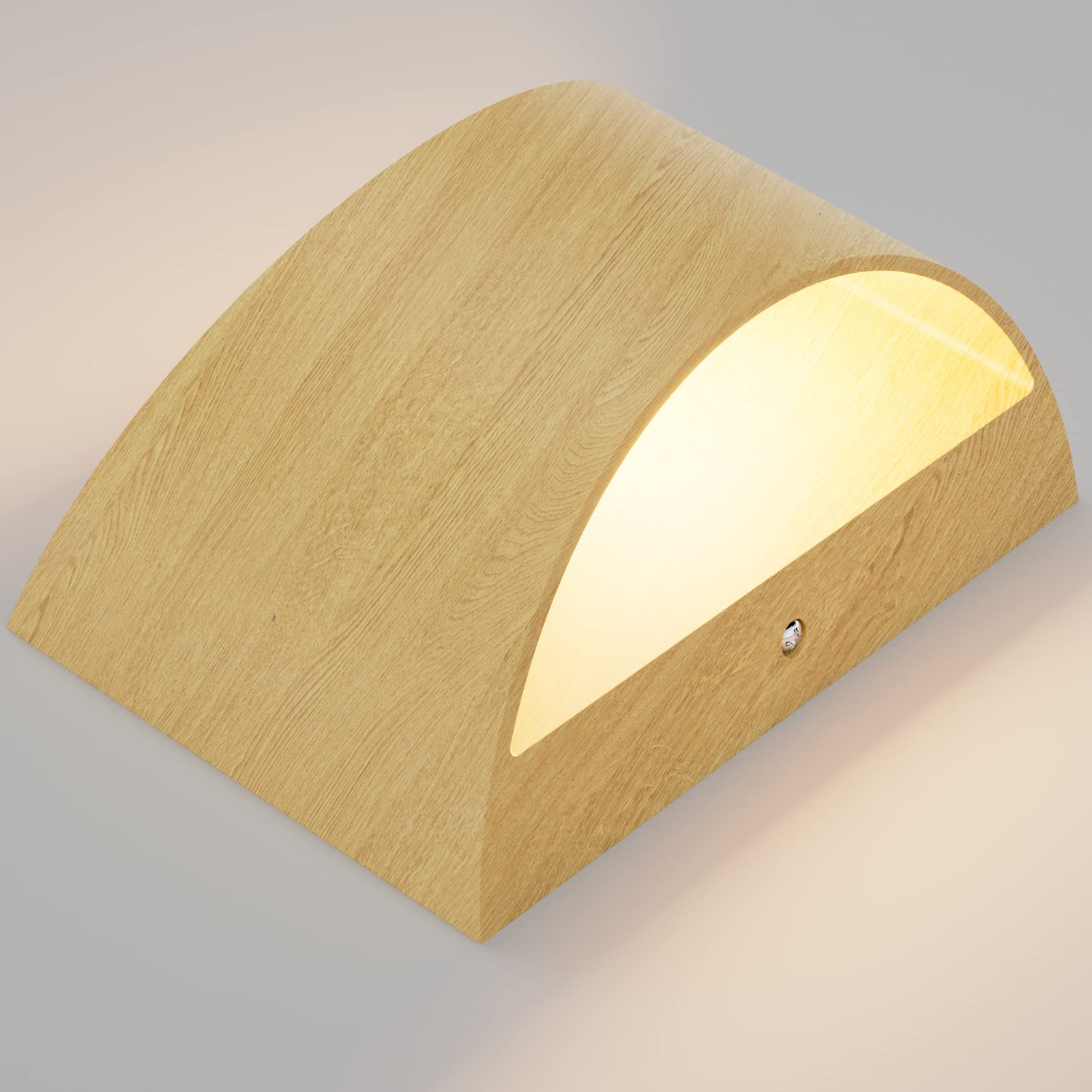 Aipsun LED Wall Sconce Set of 2, Modern Aluminum Up & Down Lights, Warm White 3000K, Wood Texture, Model 9206
