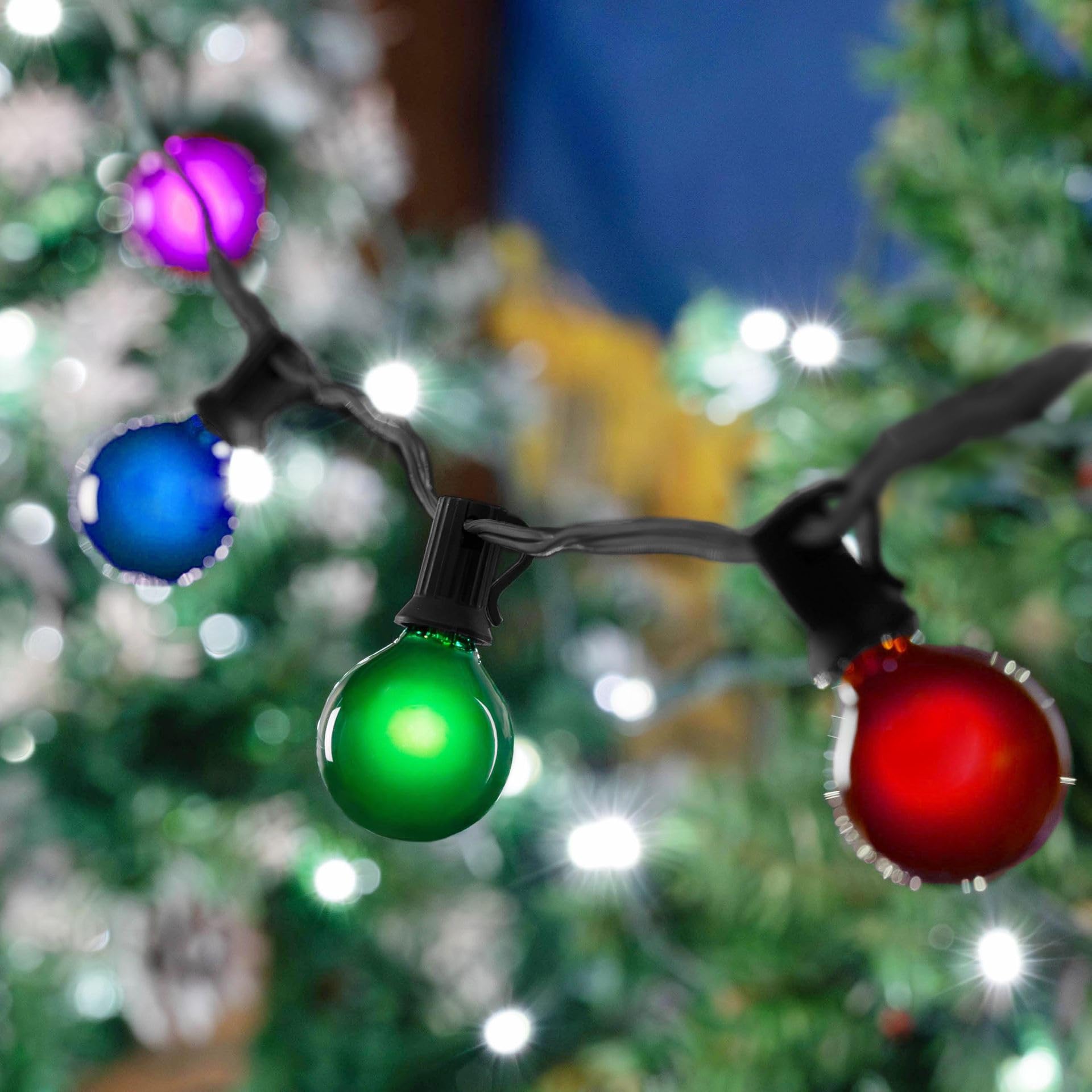 Novelty Lights G50 Globe Replacement Bulbs - E17/C9 Base, 7 Watt, Multi Color, 25 Count