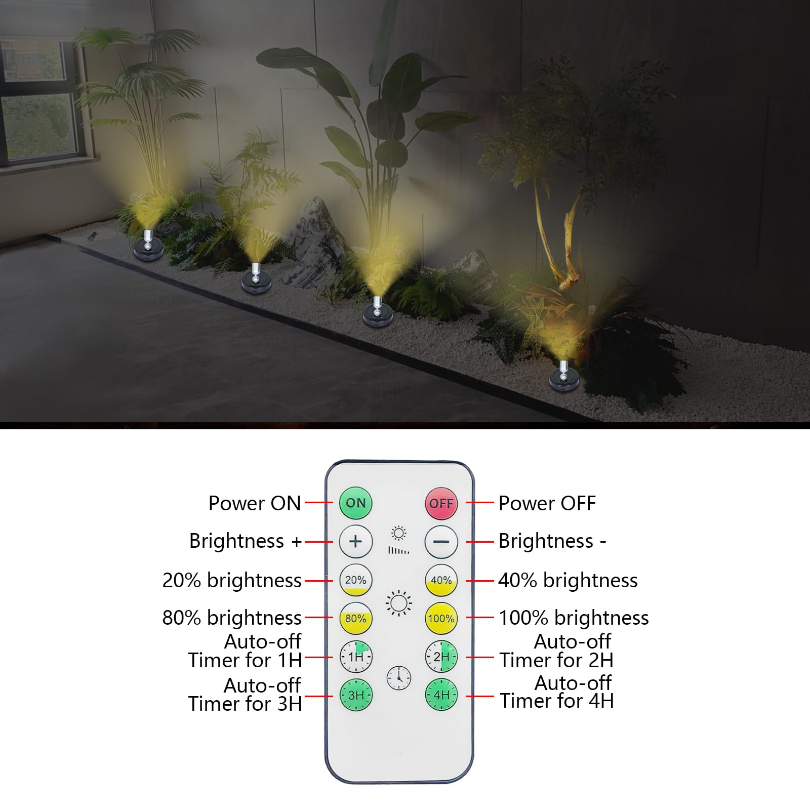 Hamvidne Spotlight Indoor, Battery Powered Spot Lights With Remote, Plant Uplights, Timer Dimmable Tree Spotlights, Picture Ligh