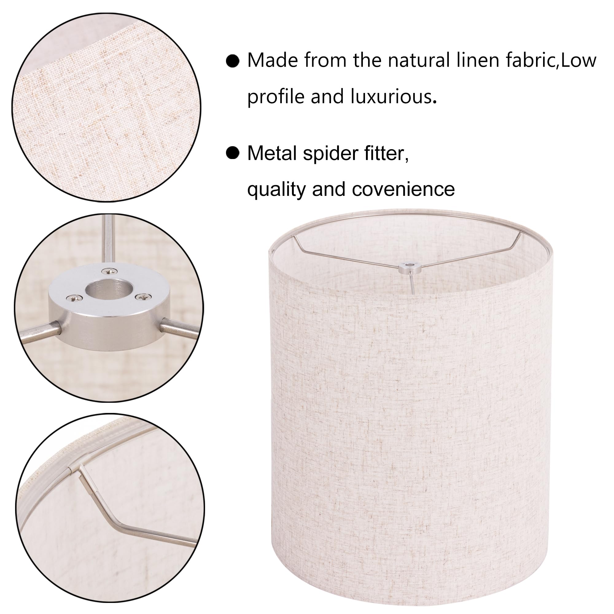 Wellmet Linen 14''X14''X17'' Inches Lampshade, Required Assembly For Table Lamp, Bedside Lamp, Floor Lamp, Fabric Drum Lampshade