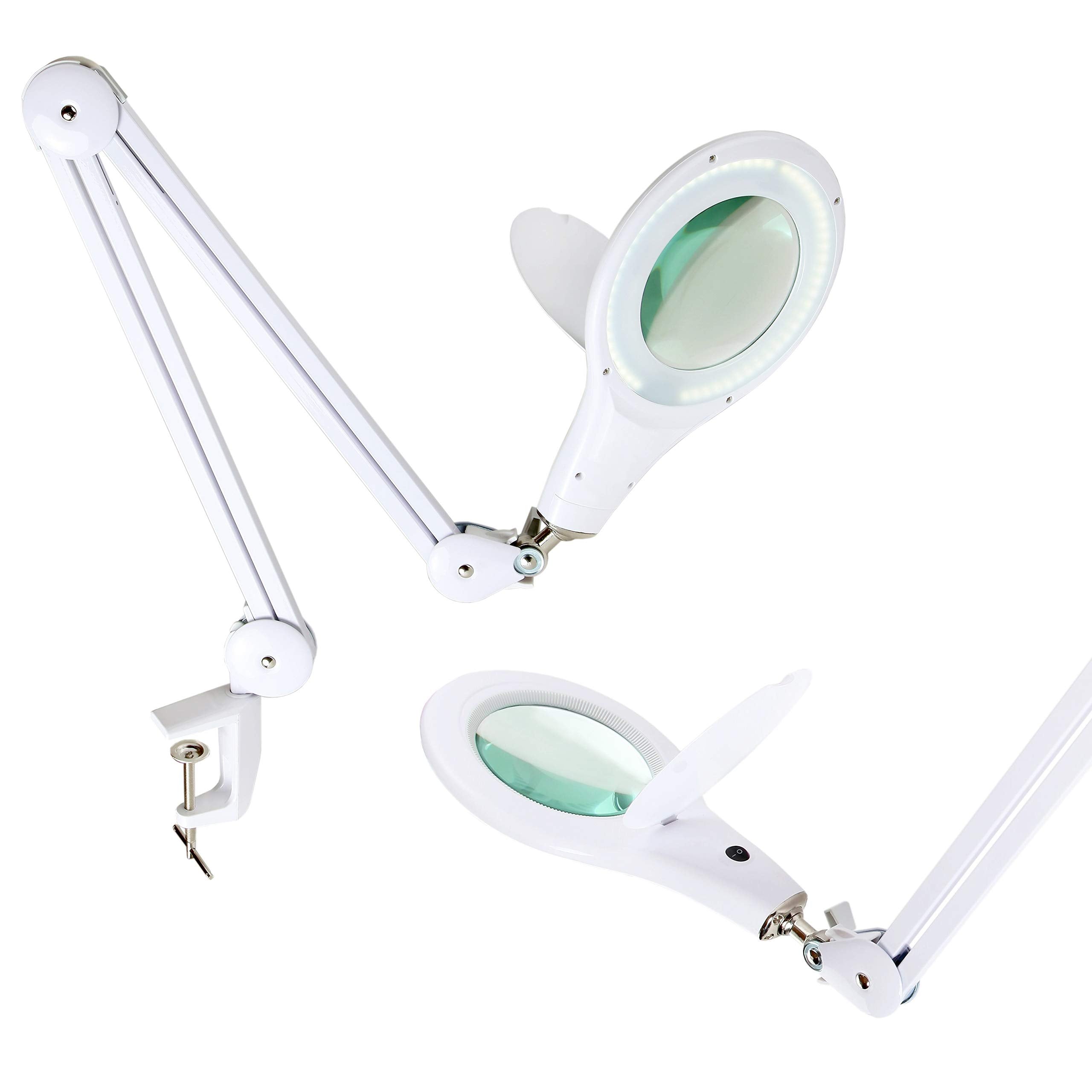 Brightech LightView PRO Magnifying Desk Lamp, 2.25x Magnifier, Adjustable, White, Model LTVEWDL