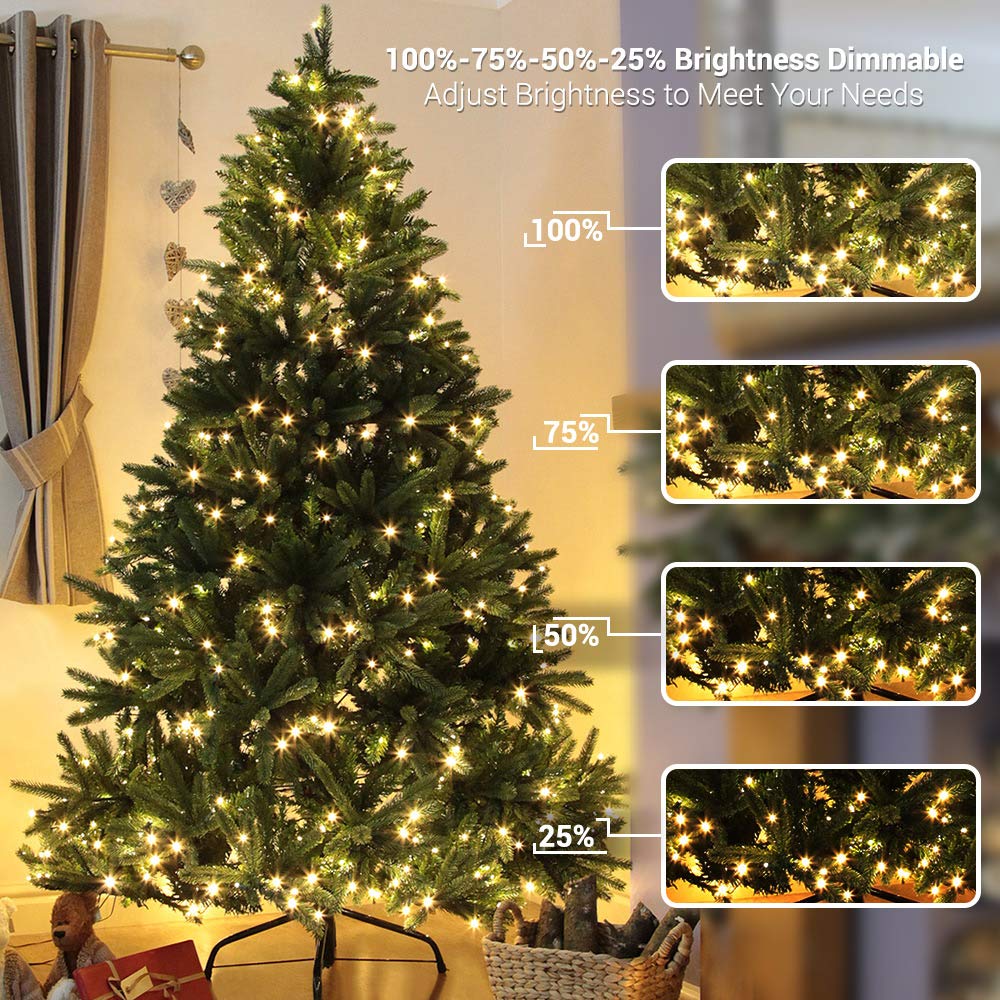 Brizled Christmas Tree Lights, 115ft 300 LED Color Changing Christmas Lights with Remote, 11 Modes Warm White & Multicolor Chris