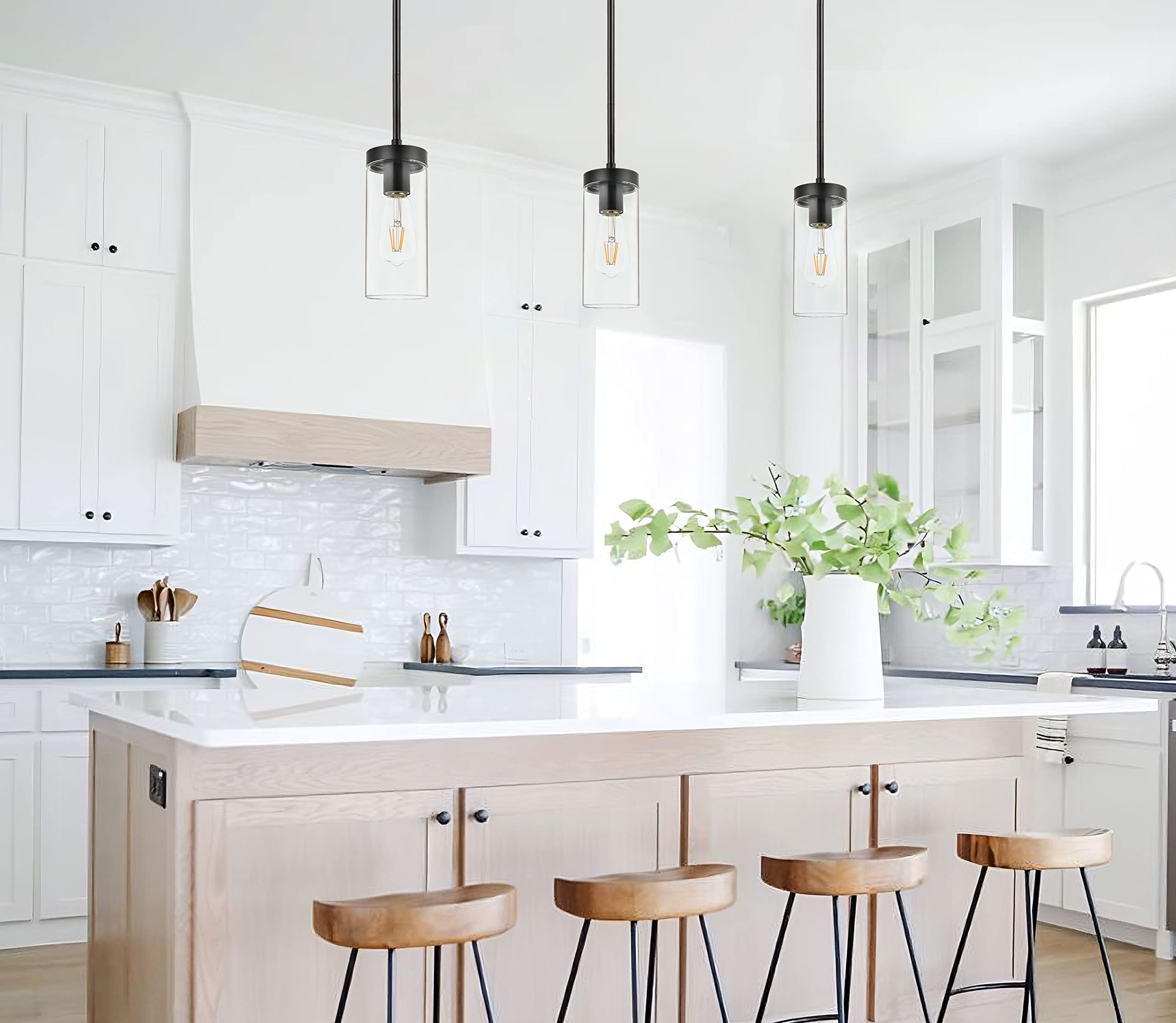 CATAHOTA Milano 1-Light Matte Black Pendant Lights, Kitchen Pendant Light Fixture Over Sink, Dining Table, Indoor Pendant Light
