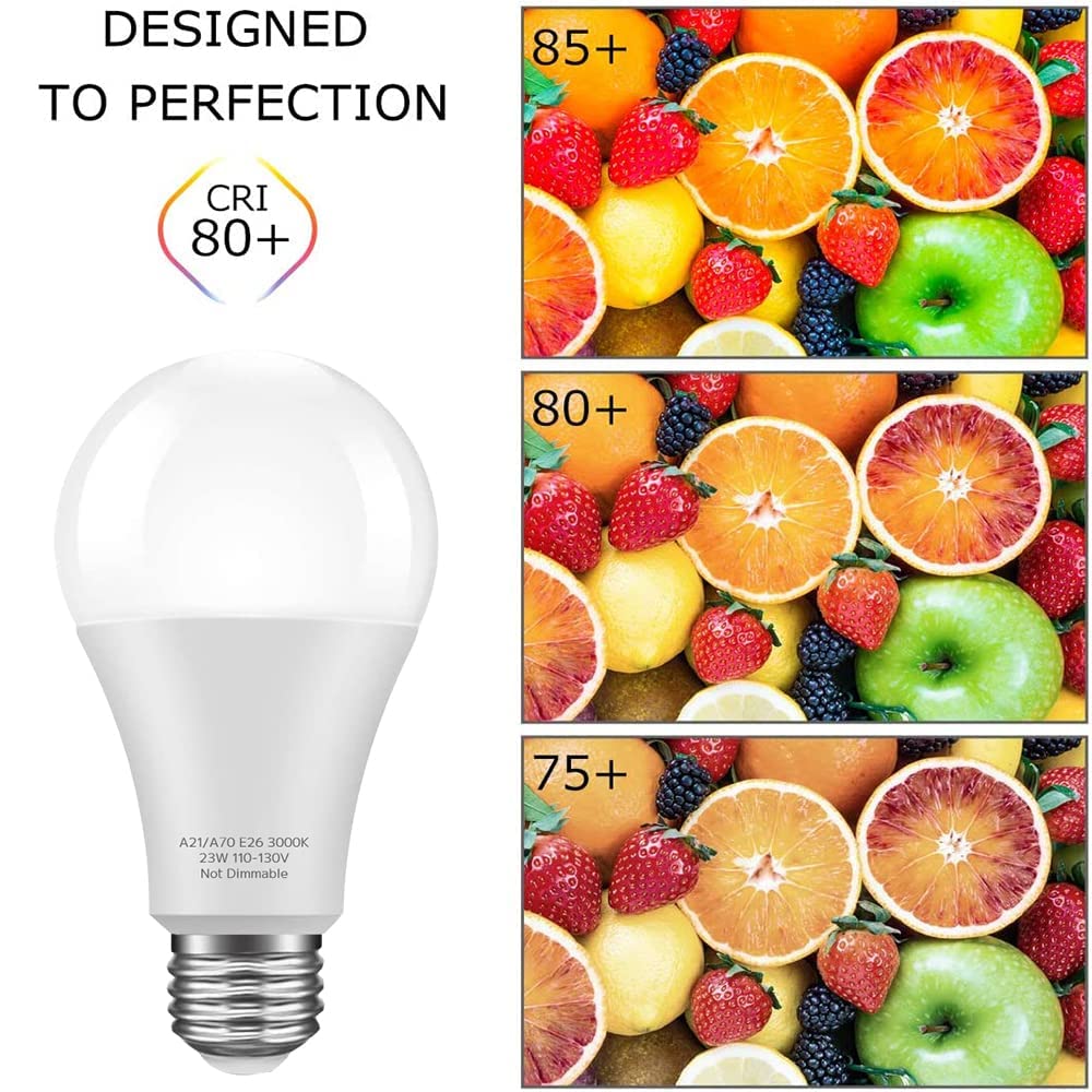 Kindeep A21 Led Super Bright Light Bulb,150-200W Equivalent 23W E26 Led Bulb, 2500 Lumens, Warm White 3000K For Your Home, Offic