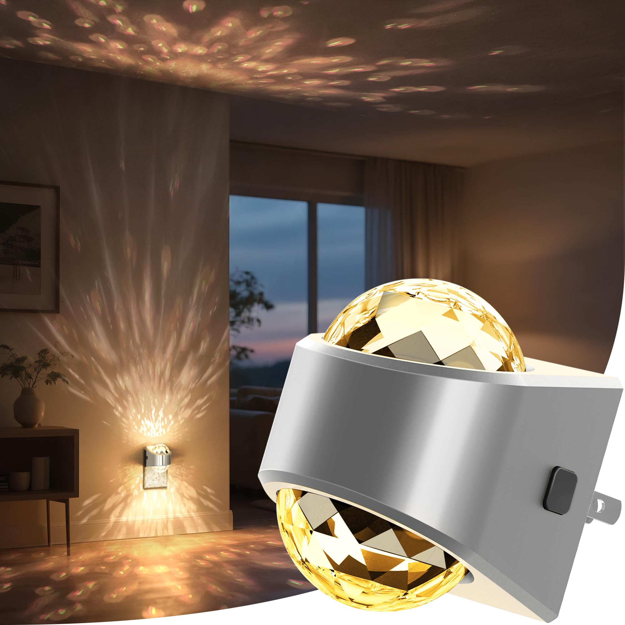 Briignite Night Light  Sliver Night Lights Plug into Wall  LED Projector Night Light  Soft White for Bedroom  Dimmable Brightness Dusk to Dawn Nightlight for Kids  Bathroom  Gaming Room  Home Decor
