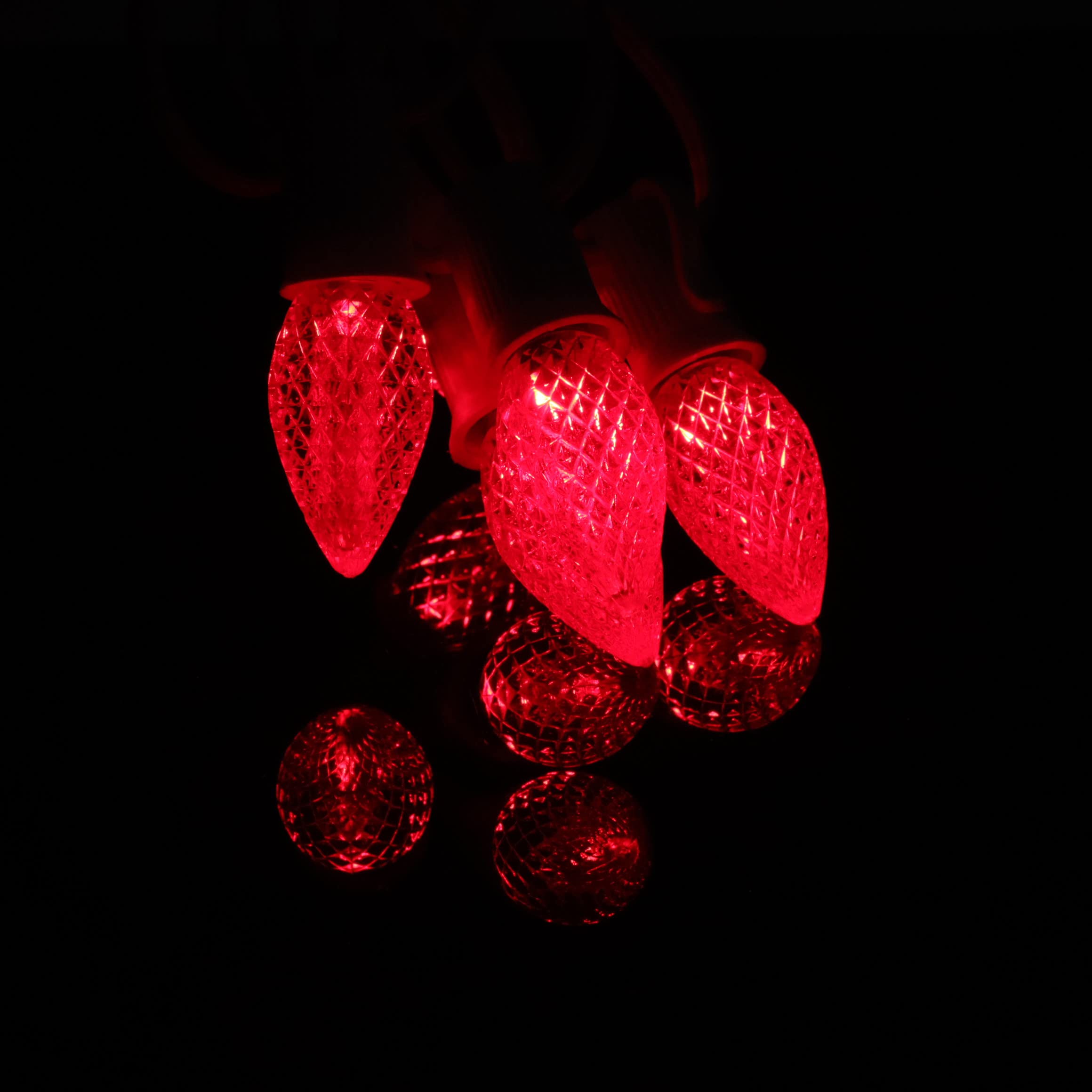 Aniai C7 LED Christmas Light Bulbs, 25 Count, E12 Base, Red, Outdoor String Lights, Commercial Grade