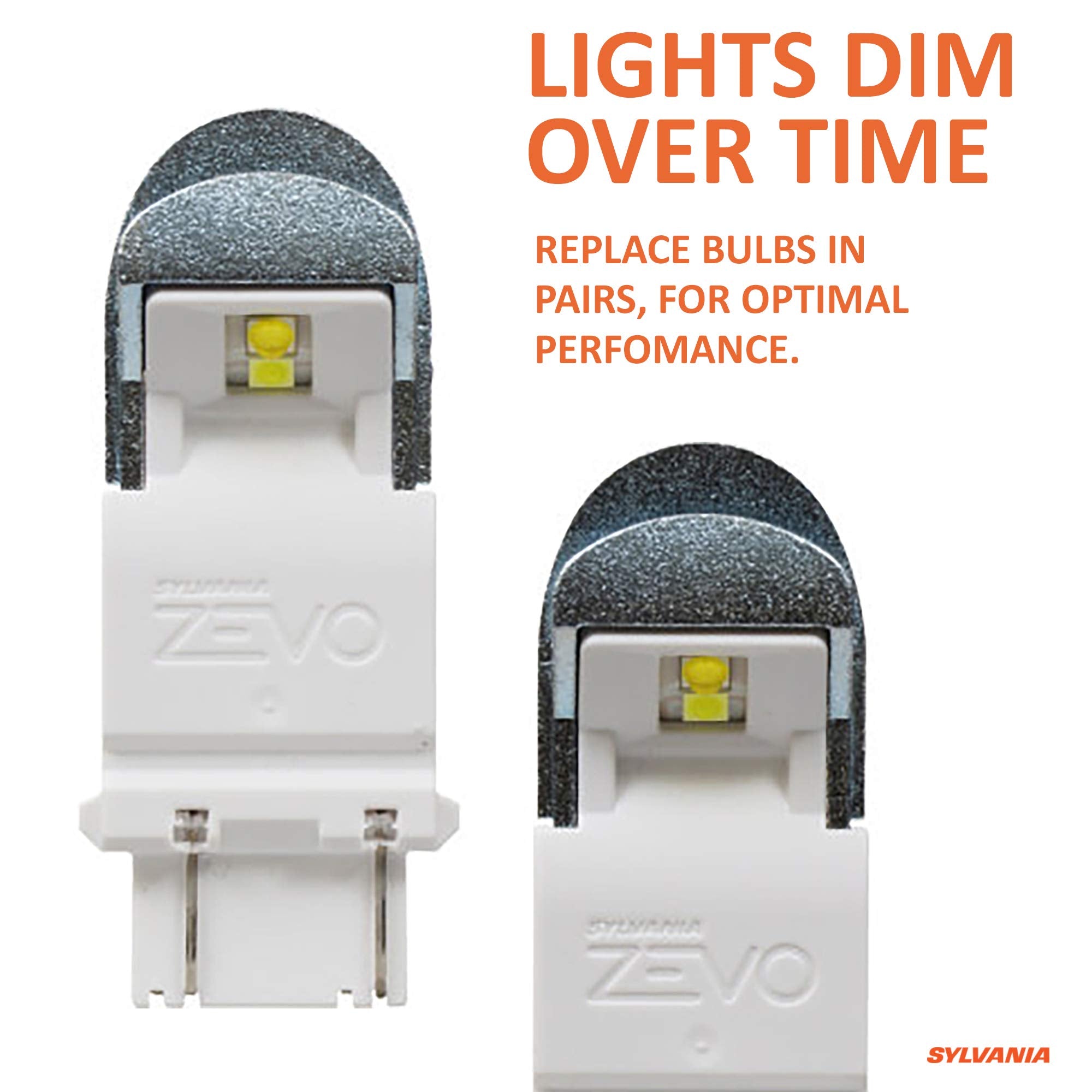 SYLVANIA 3057 ZEVO LED Bulb - Bright White for DRL & Reverse Lights, 2-Pack
