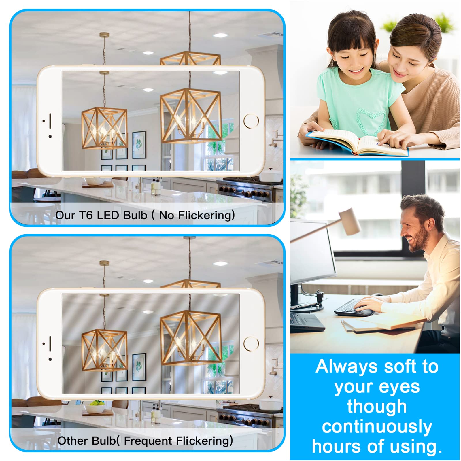 Mlambert 12 Pack Dimmable T6 Led Bulbs,4W Equal 40W E12 Candelabra Light Bulb 4000K,Clear 4W E12 Edison For Chandelier,E12 Cande