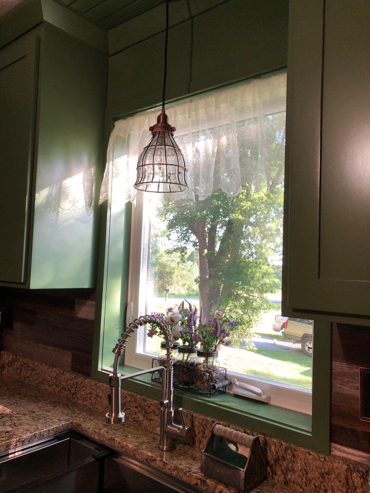 YUBOLE Vintage Cracked Glass Wire Cage Pendant Light, Antique Copper, Model TB1720DU, Dome Size