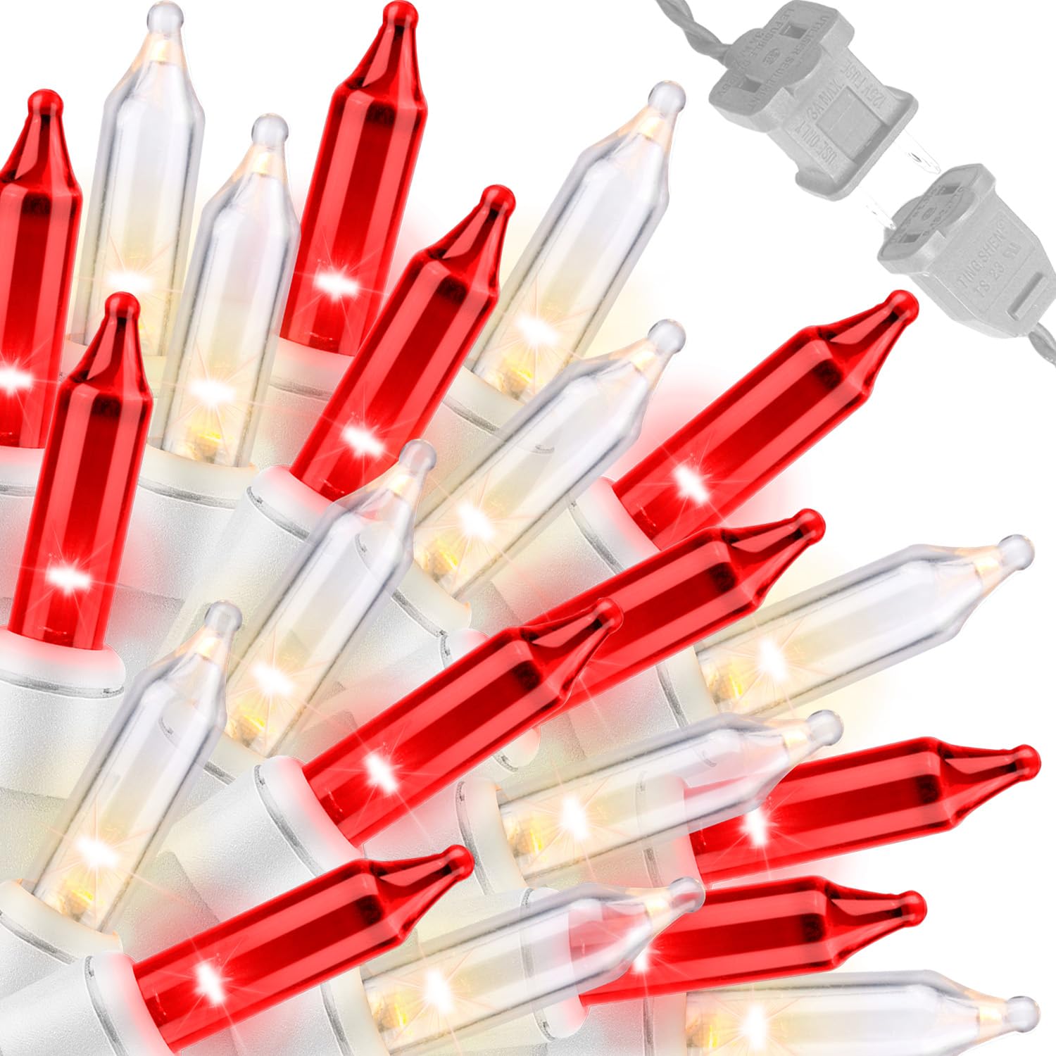 Lamphome 100 Count Red Clear Christmas Lights  White Wire 20Ft Incandescent Holiday String Light Set For Indoor Outdoor Use Christmas Tree  Halloween  Valentine Wedding Lighting Decoration