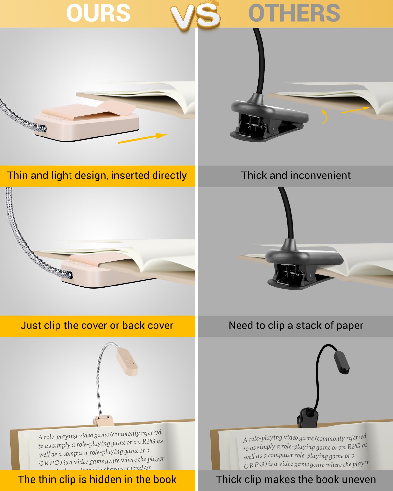 Book Light 2 Pack, Rechargeable Reading Lights For Books In Bed-Eye Caring 3 Colors, Stepless Dimming, 360 Flexible Studying Sma