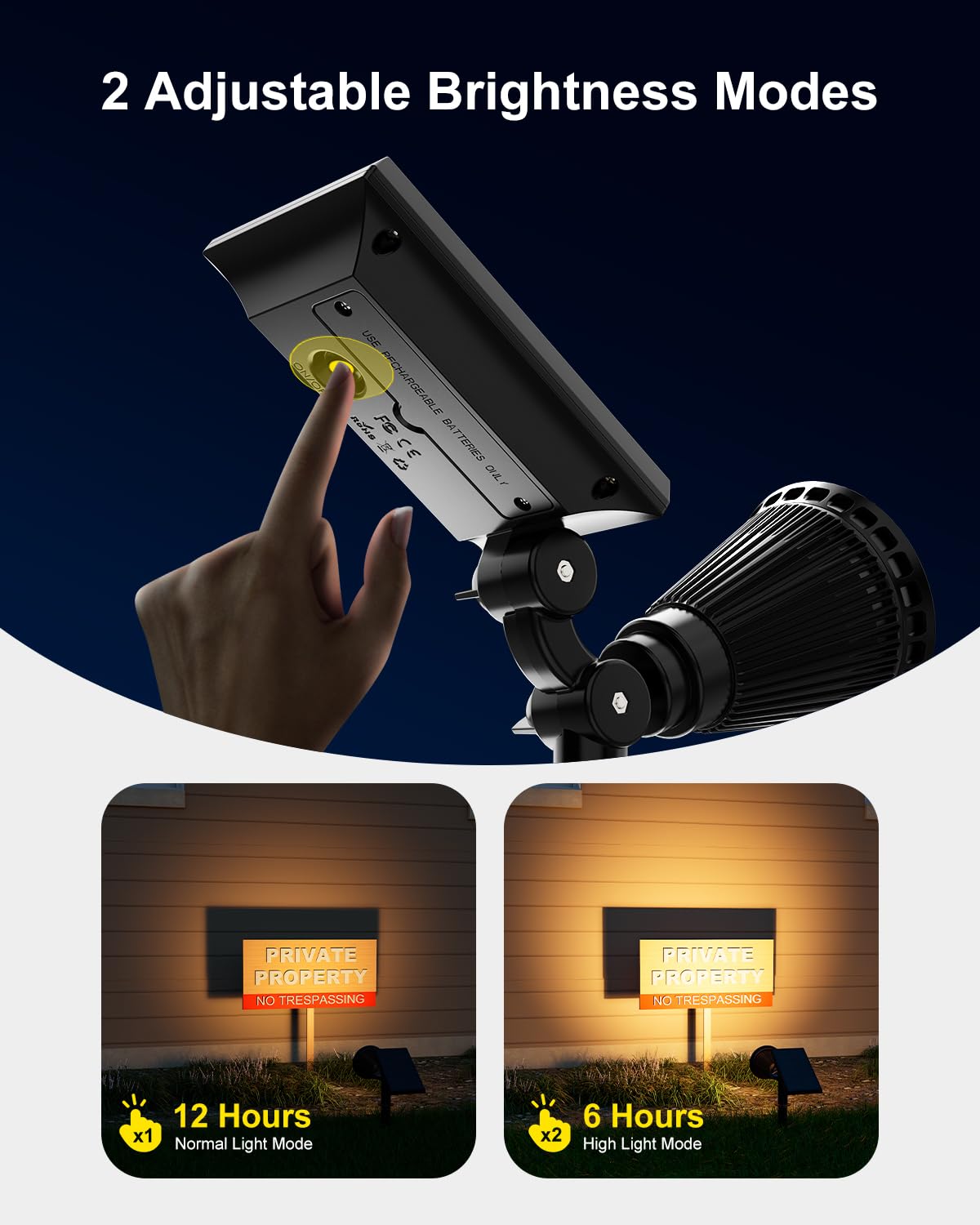 FALOVE Solar Spot Lights Outdoor, 2-in-1 Adjustable Wall/Ground Light, Auto On/Off, 1 Pack, Warm, Model YH0502C