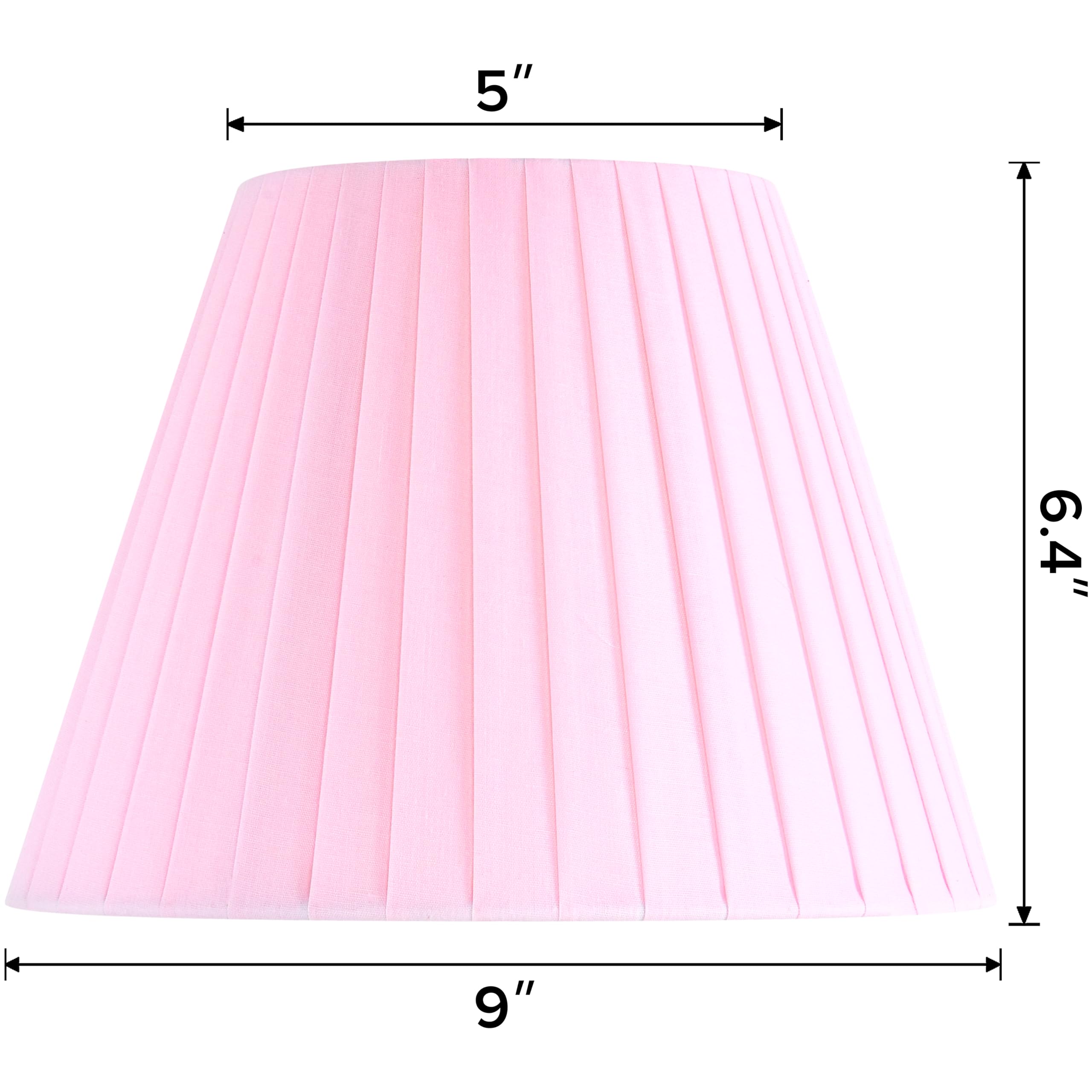 GO&SO Set of 2 Small Pink Pleated Empire Lampshades, 9 Bottom, Natural Fabric for Table & Wall Lamps, No Assembly Required