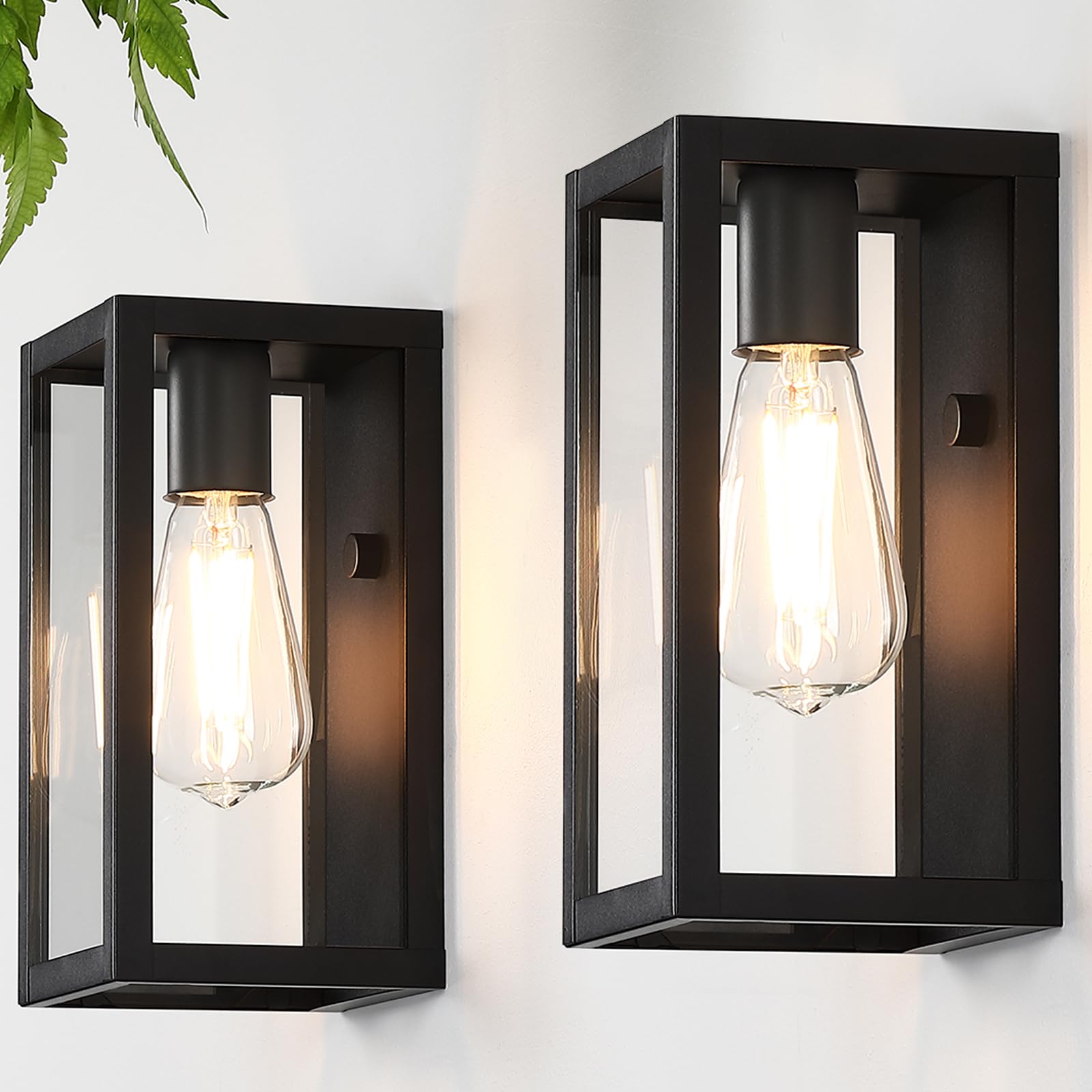 Criry Large Outdoor Exterior Wall Lights For House 2-Pack, 15.8'' Waterproof Matte Black Front Porch Lights, Rectangular Outdoor Wall Sconce Lantern For Patio Entryway Garage, Bulb Not Included