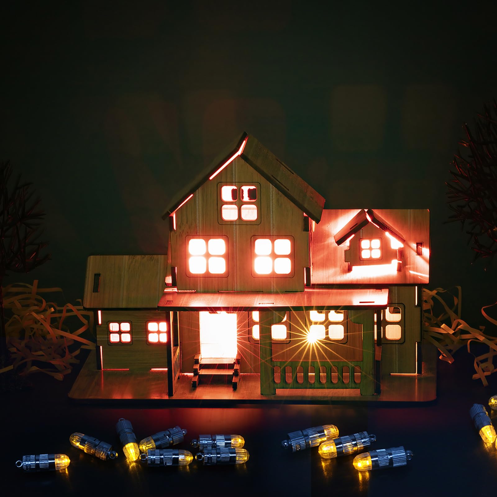 Sumdirect Pack Of 12 Led Mini Non-Blinking Lights For Paper Lanterns Balloons Floral Wedding Halloween Christmas Party Decoration Centerpieces (12, Orange Yellow)