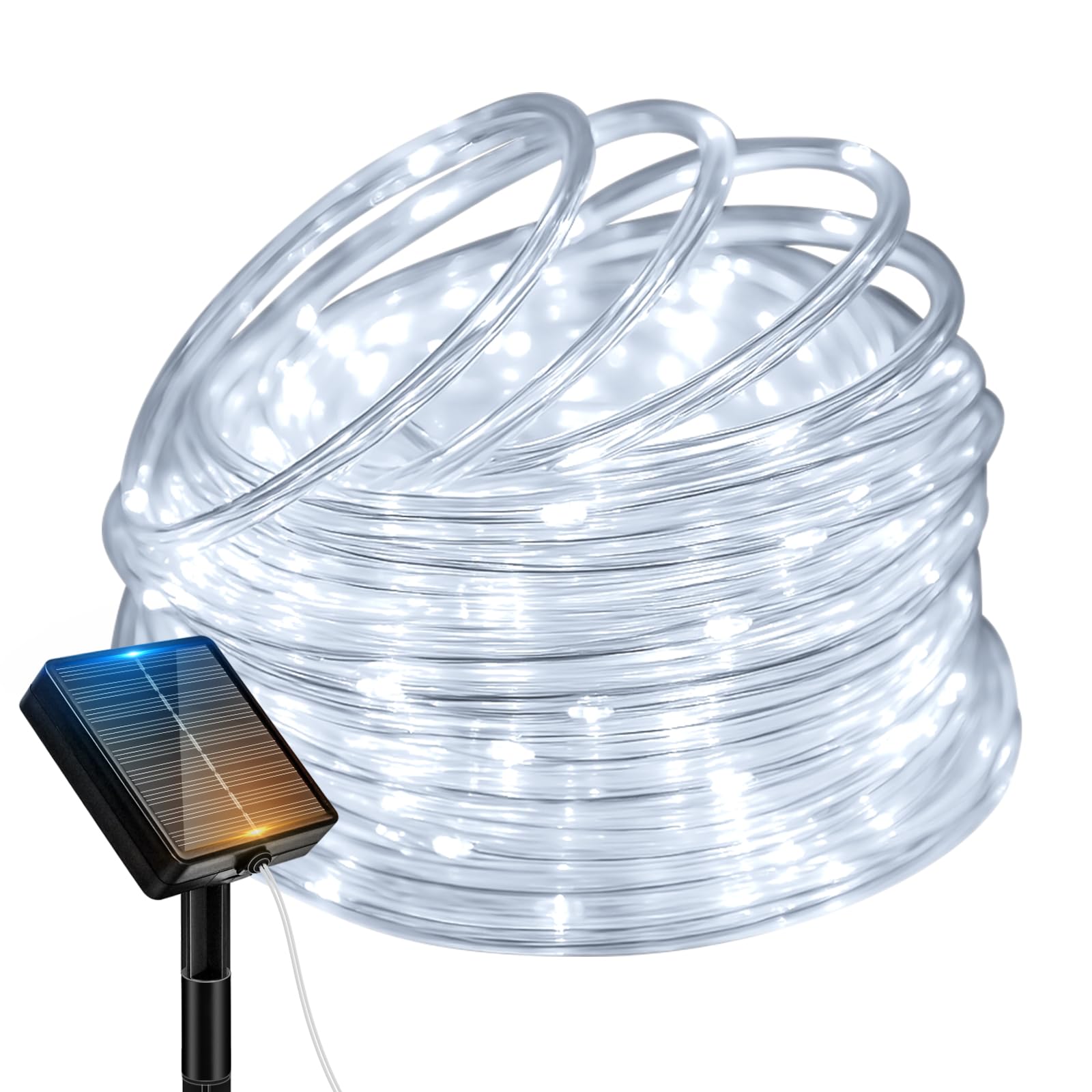Btfarm Solar Rope Lights Outdoor  120Led 46Ft Solar String Lights Outside Waterproof  8 Lighting Modes Tree Tube Fairy Light Solar Powered For Garden Christmas Yard Party Decorations  Cool White