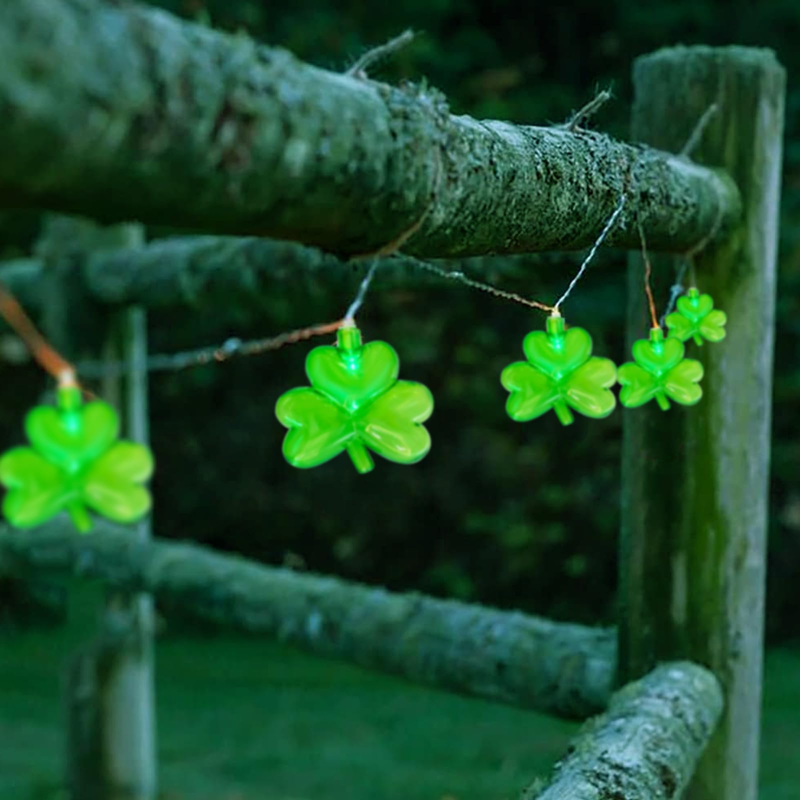 GOOTHY Clover String Lights - 8.5Ft Shamrock Fairy Lights, 10 3D Green Clover Lights, Indoor/Outdoor Decor for St. Patrick's Day